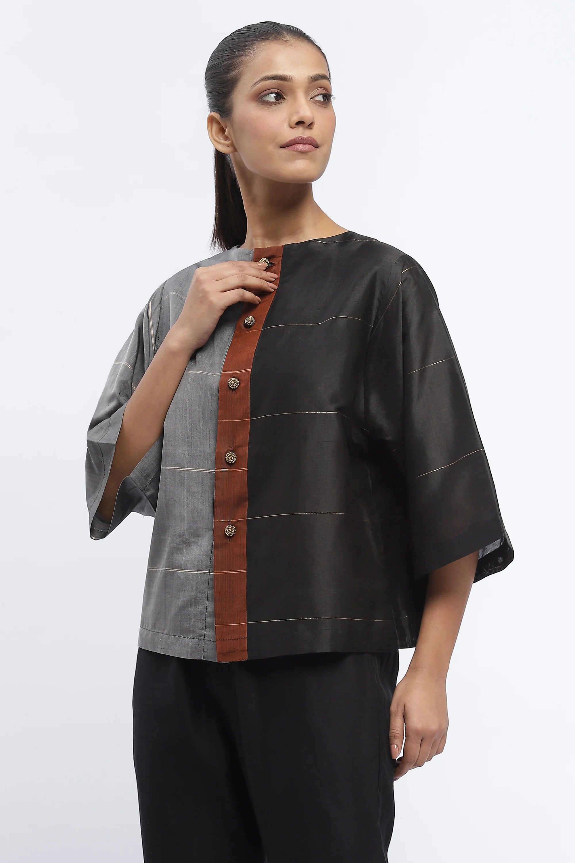 Woven Colourblock Top