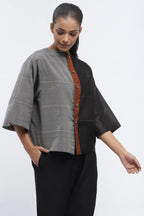 Woven Colourblock Top