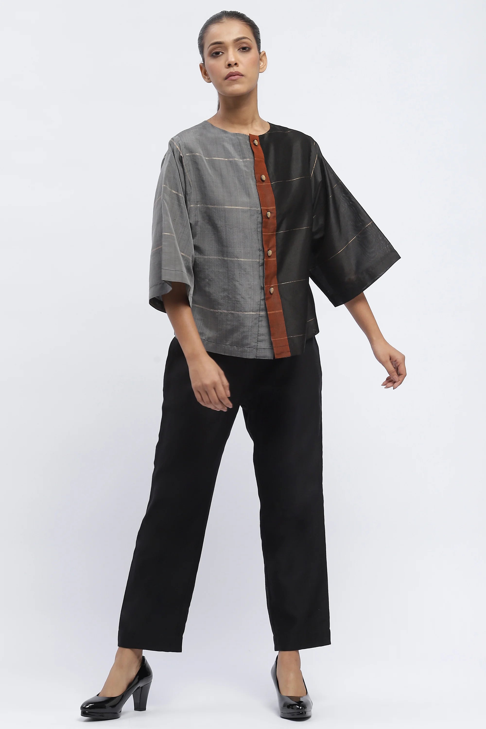 Woven Colourblock Top
