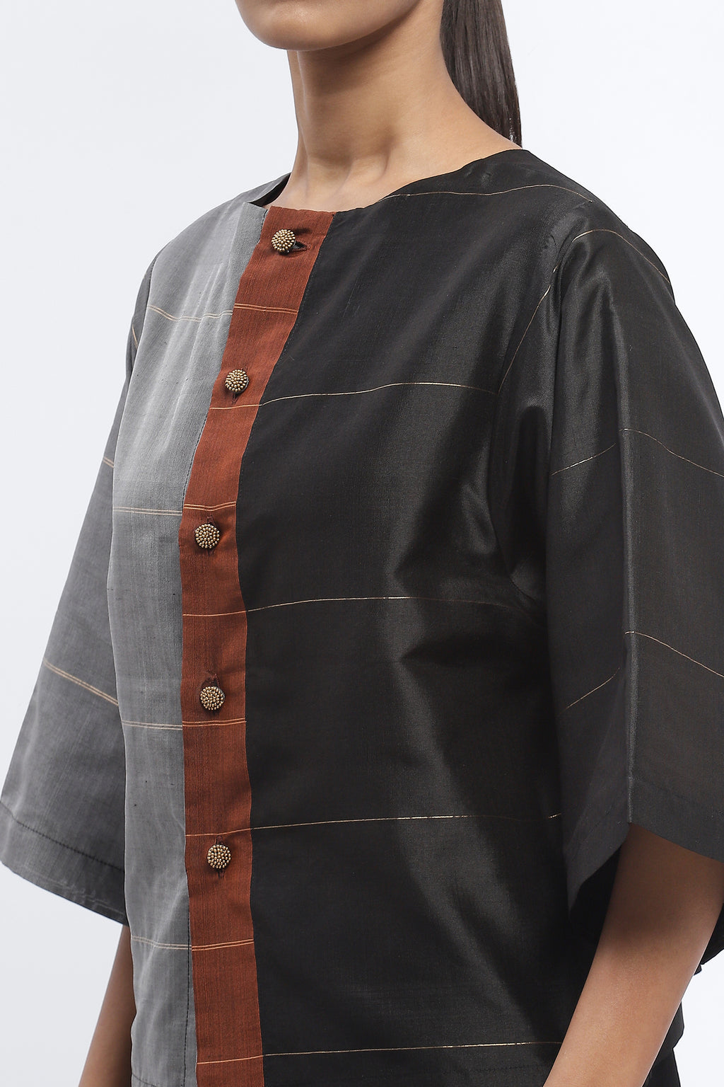 Woven Colourblock Top