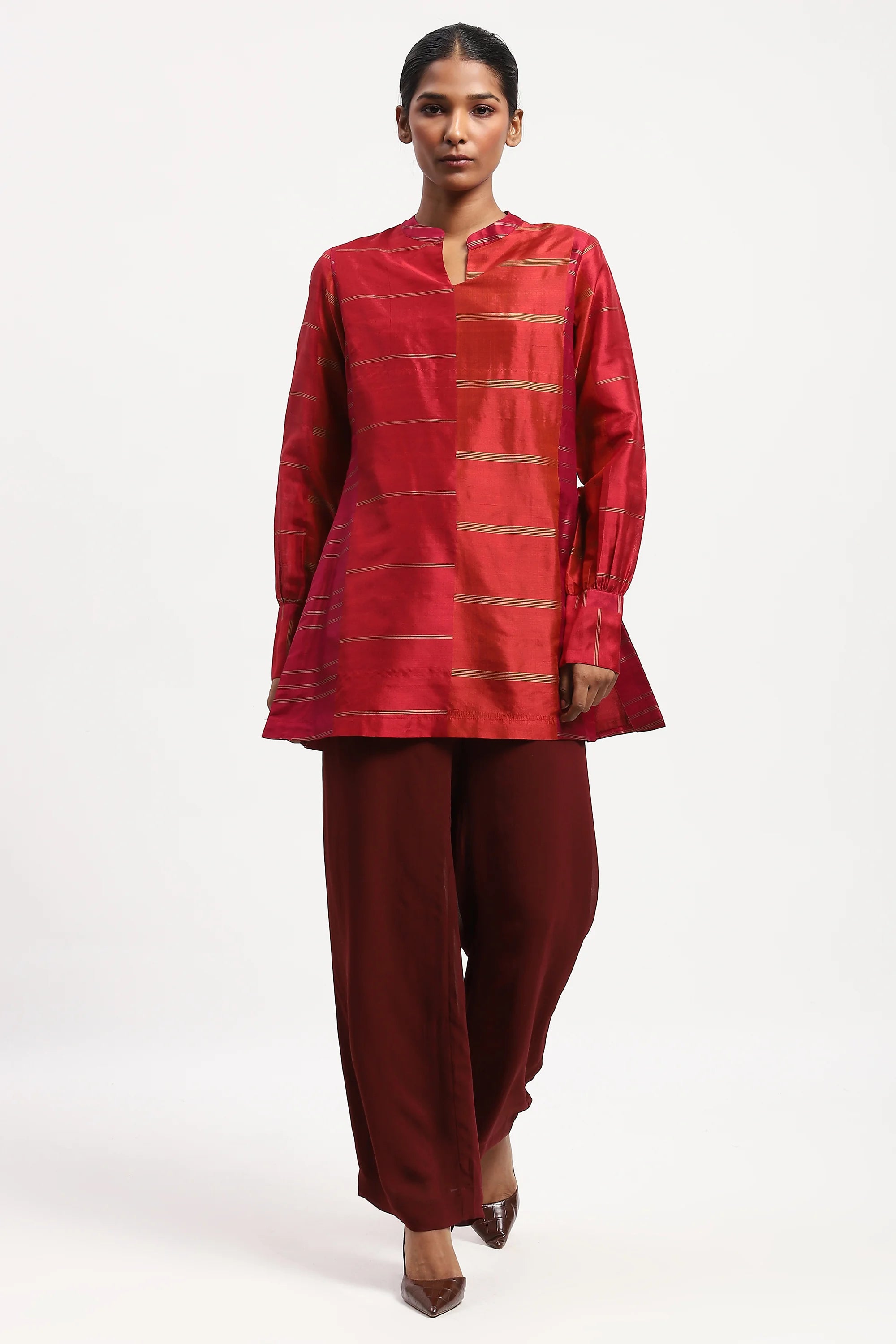Woven Colourblock Top