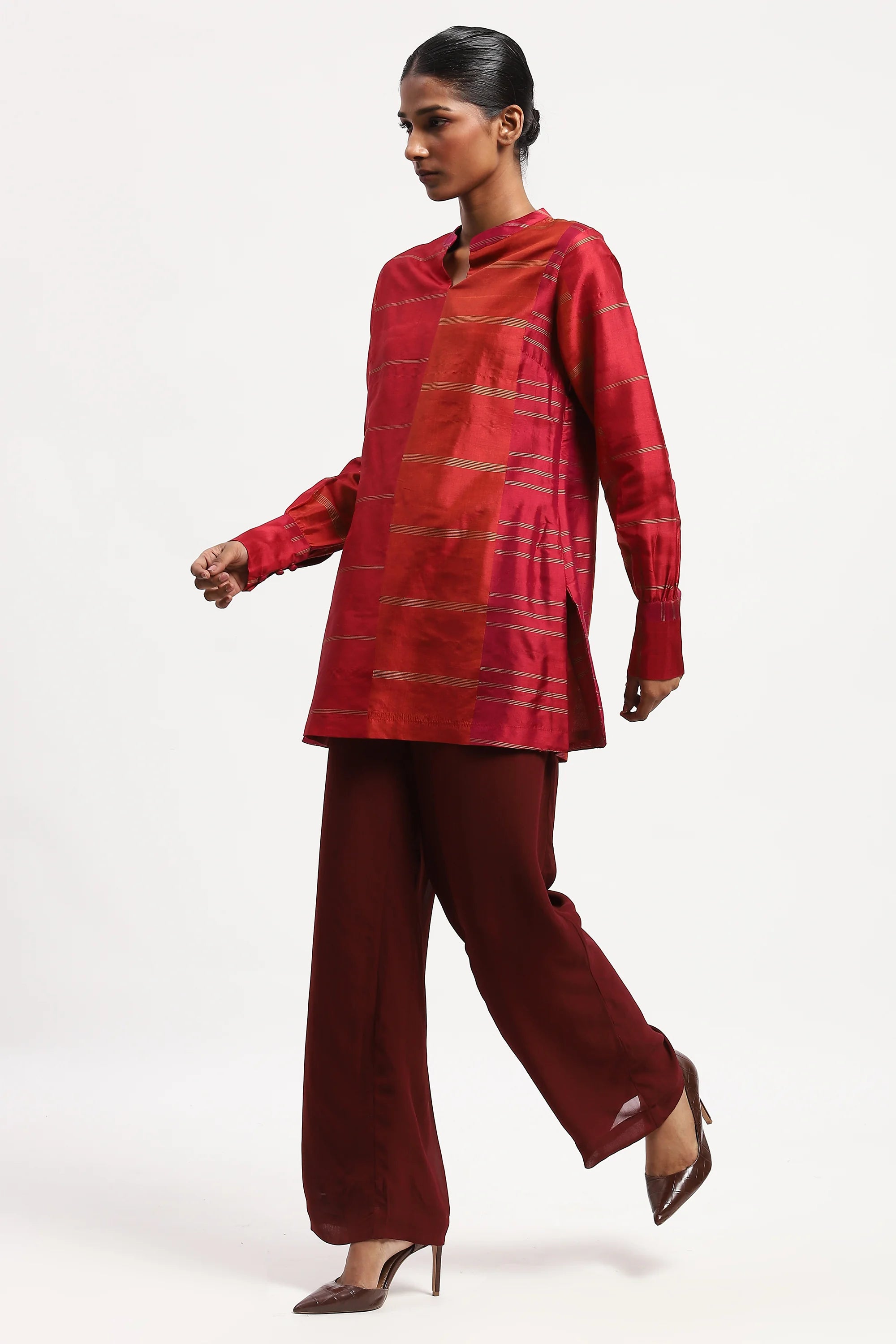 Woven Colourblock Top