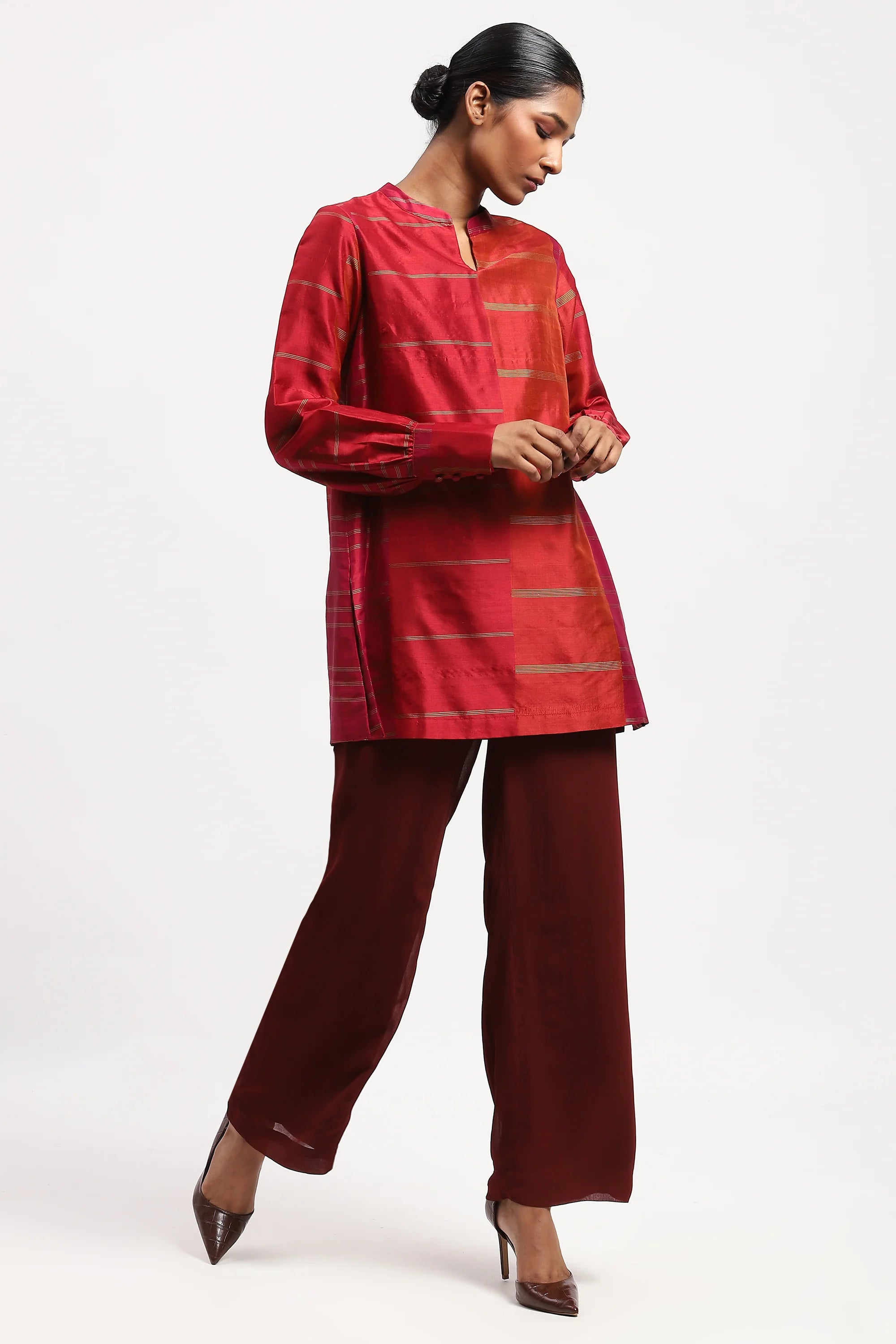 Woven Colourblock Top
