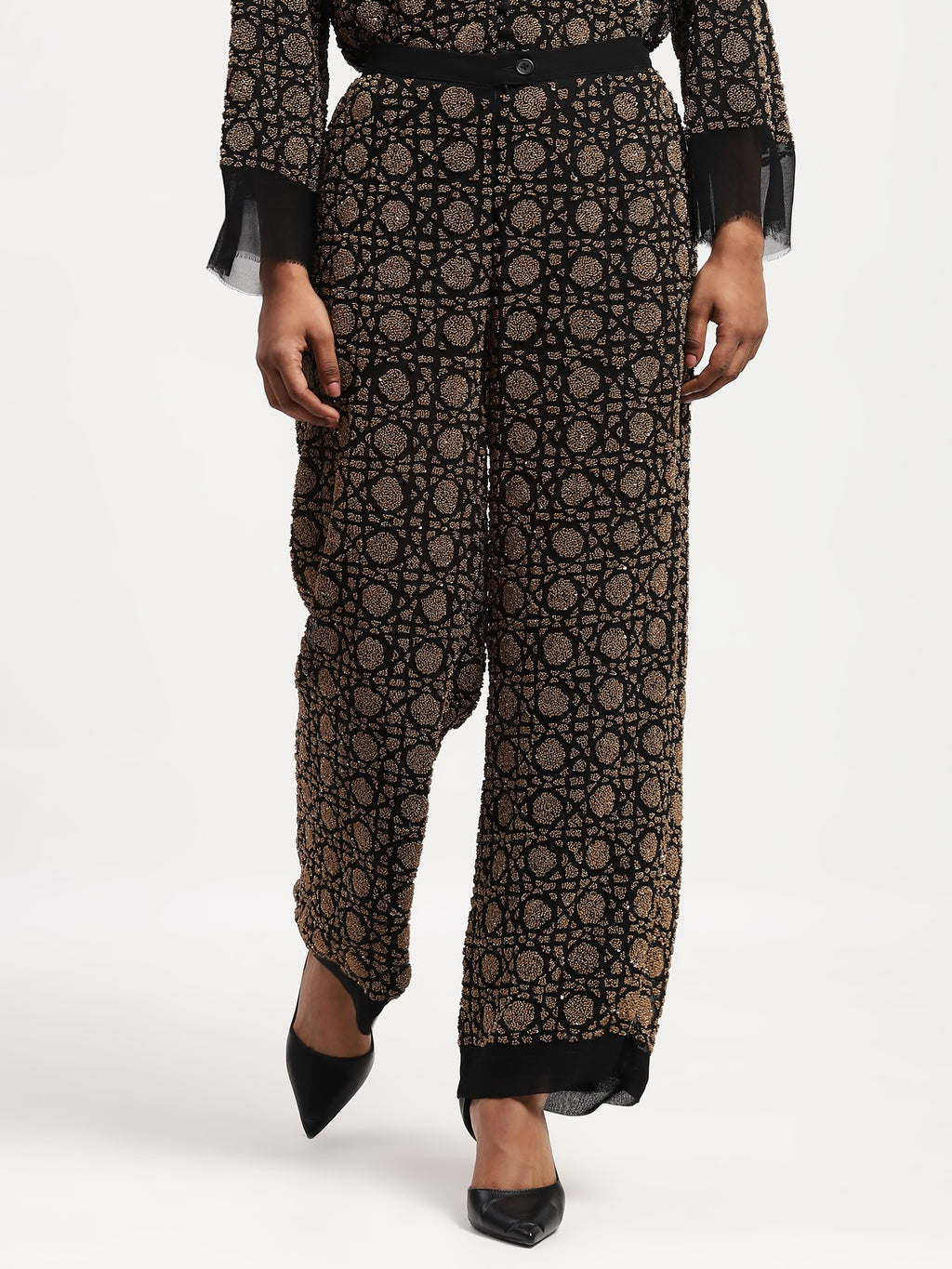 Embellished Wicker Pattern Trouser