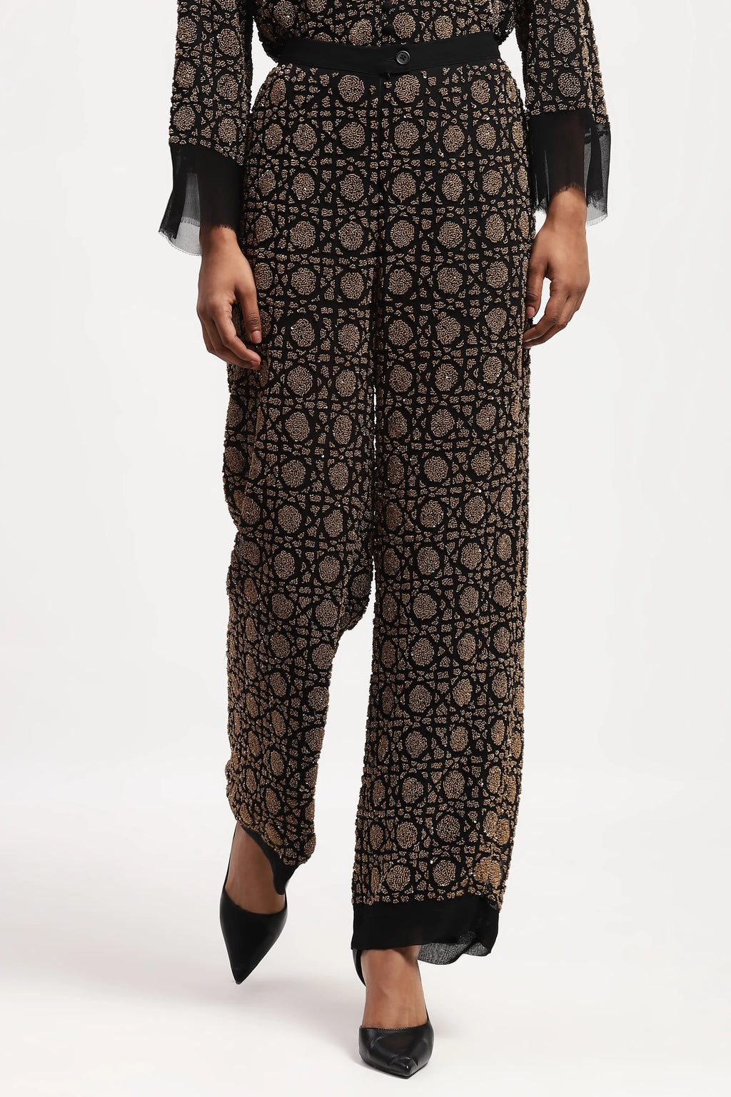 Embellished Wicker Pattern Trouser