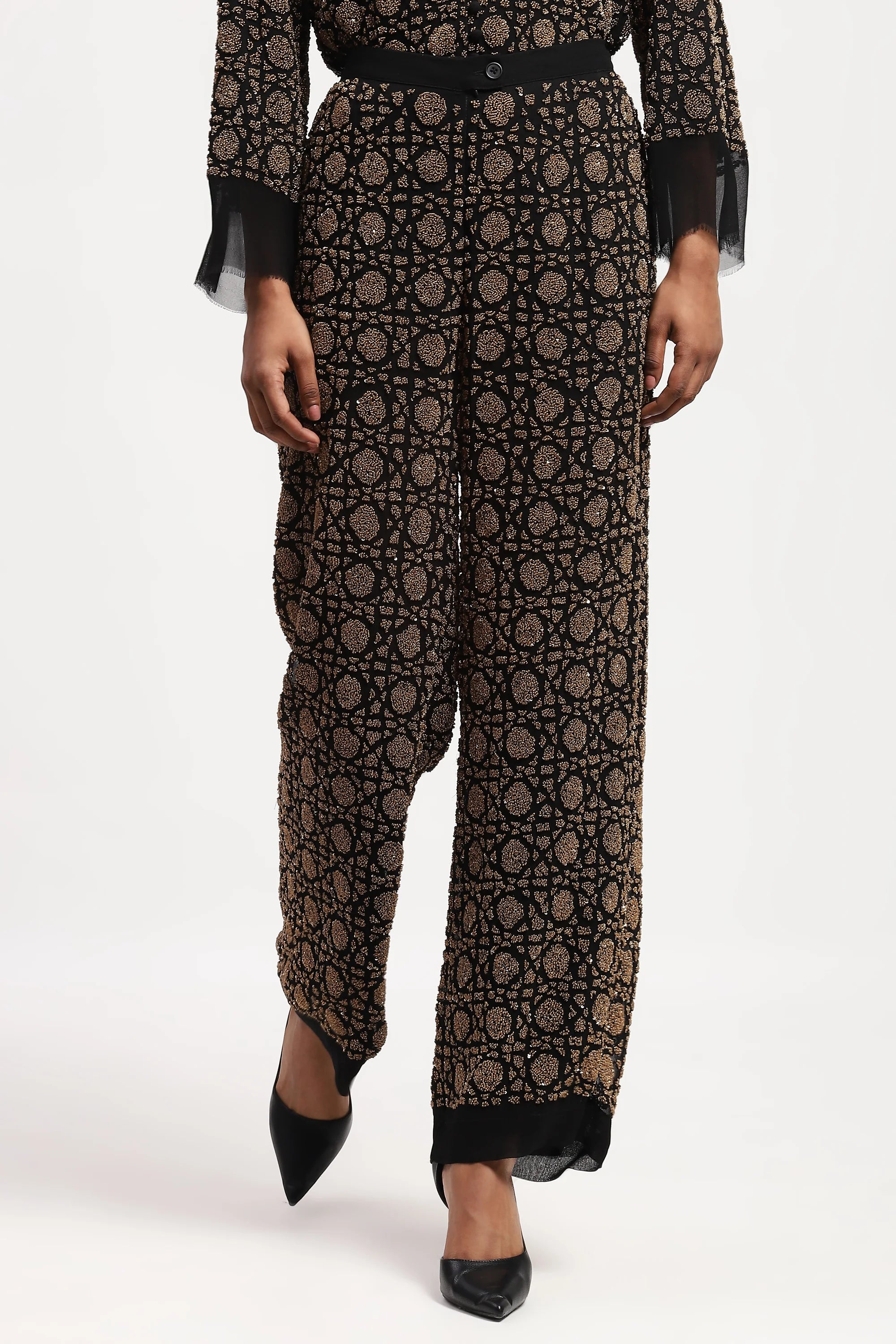 Embellished Wicker Pattern Trouser
