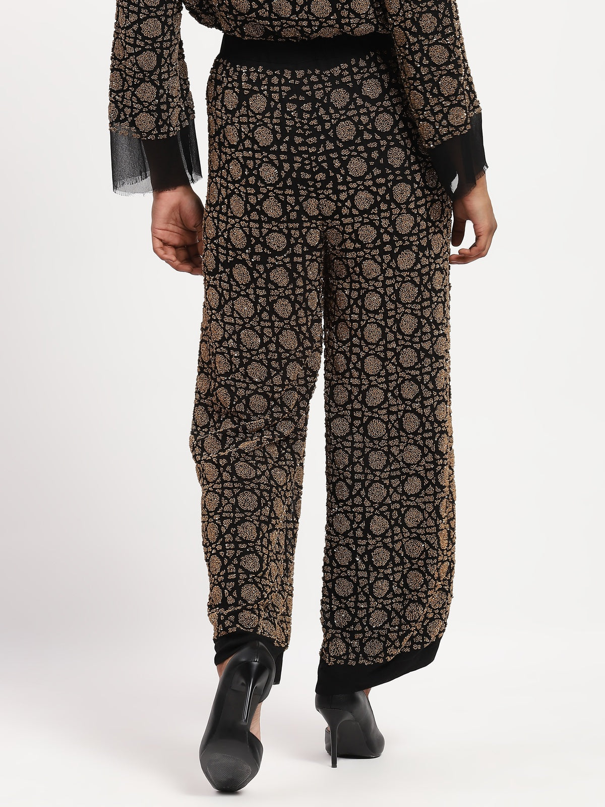 Embellished Wicker Pattern Trouser