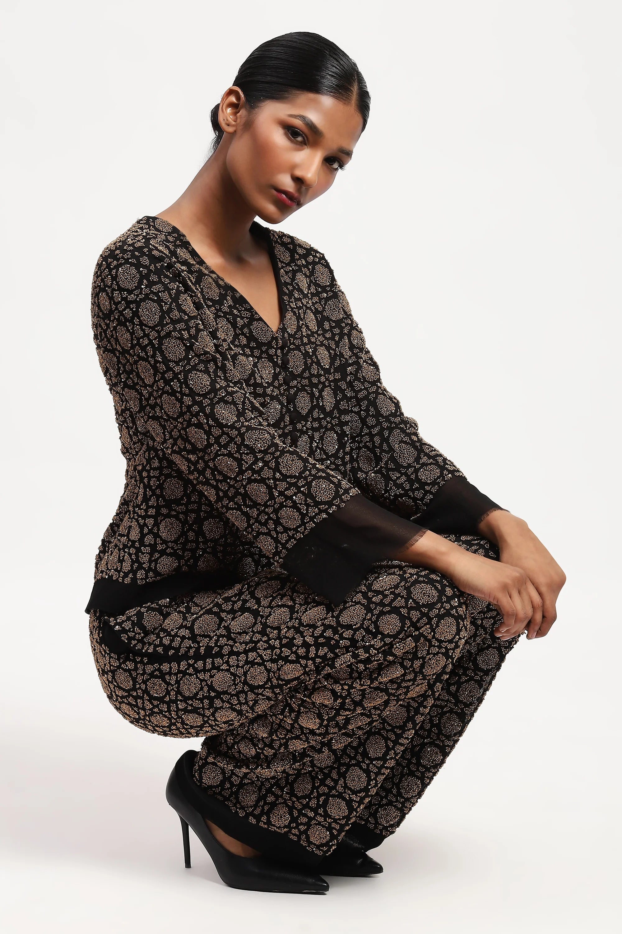 Embellished Wicker Pattern Trouser