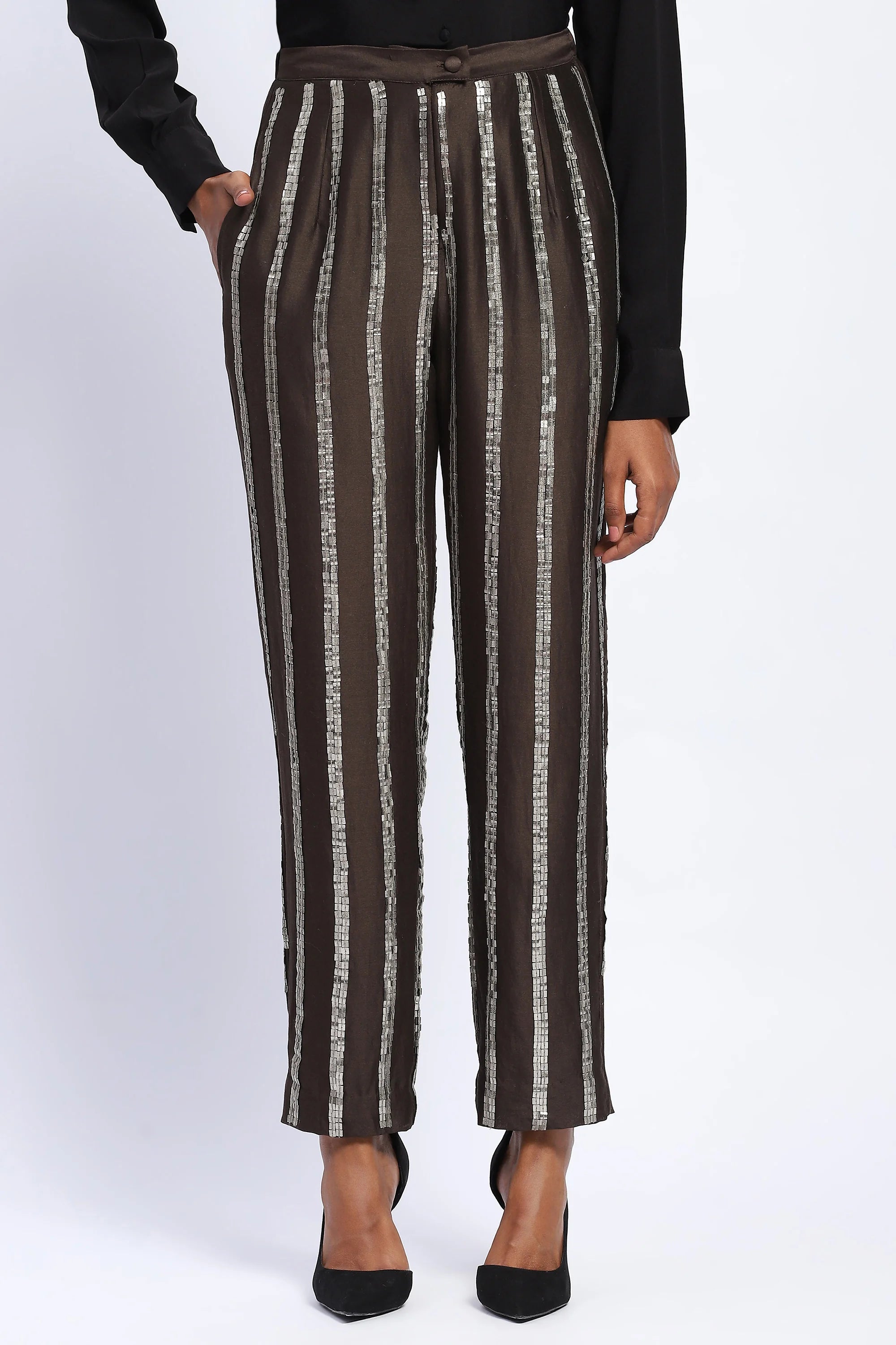 Sequin Windowpane Trouser