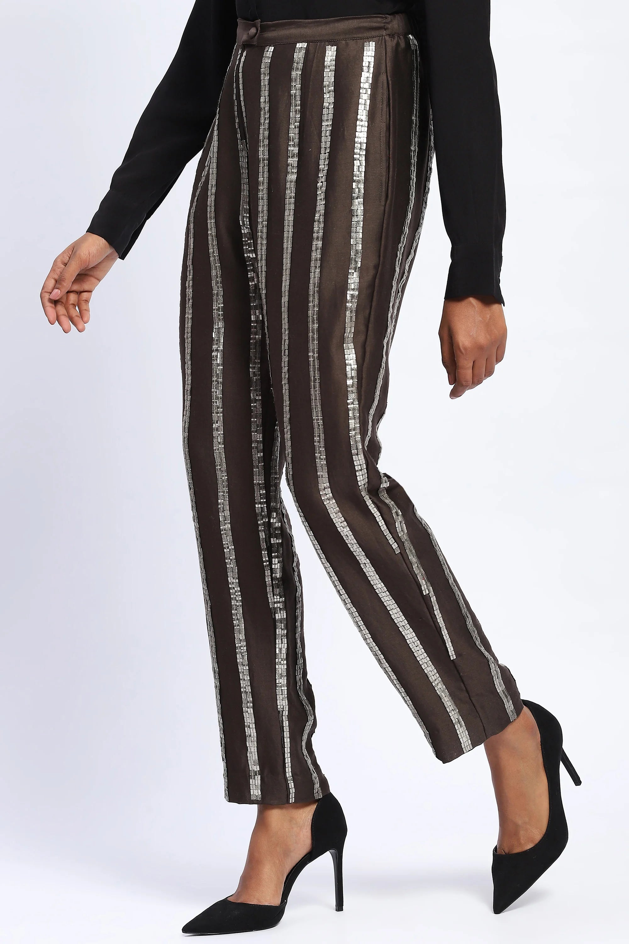Sequin Windowpane Trouser