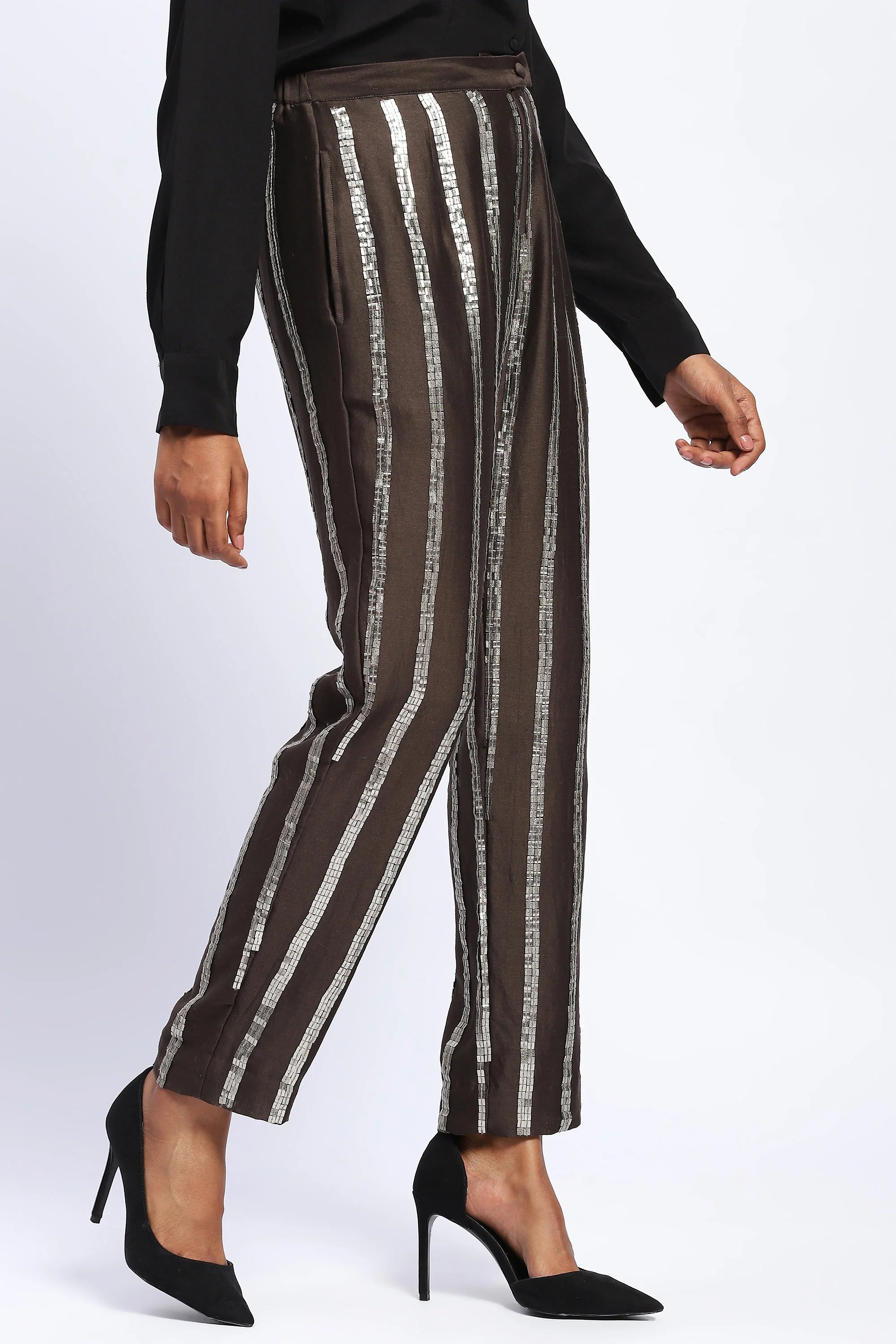 Sequin Windowpane Trouser