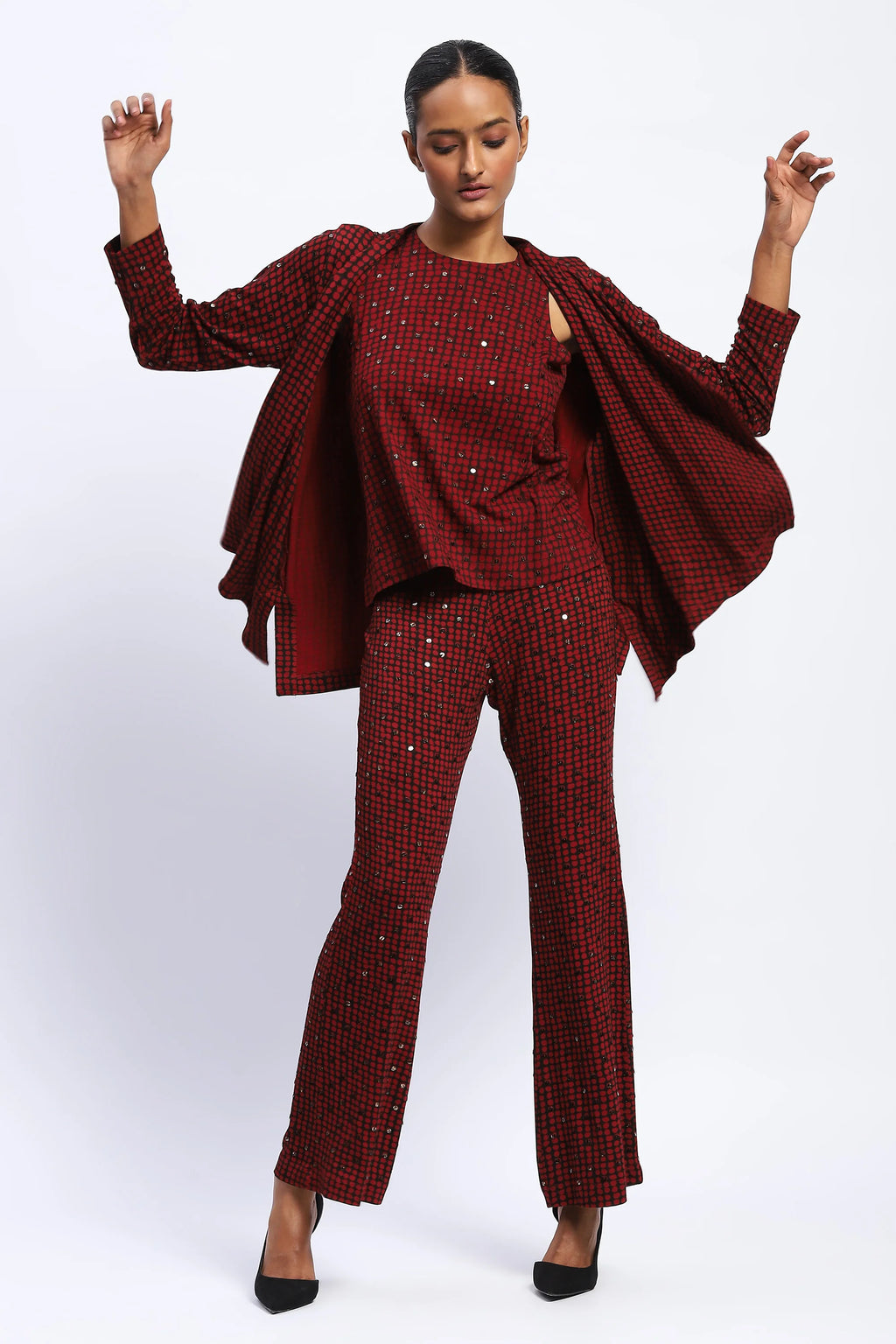 Embellished Dot Print Trouser