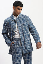Hand Block Printed Grid Jacket