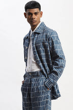 Hand Block Printed Grid Jacket