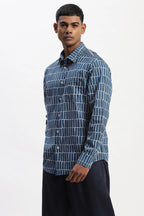 Hand Block Printed Grid Shirt