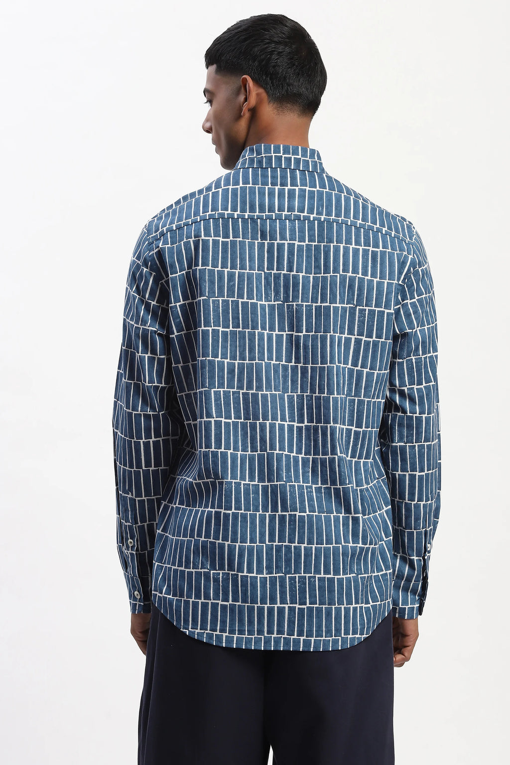 Hand Block Printed Grid Shirt