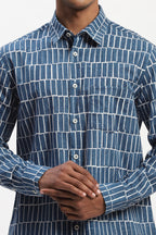 Hand Block Printed Grid Shirt