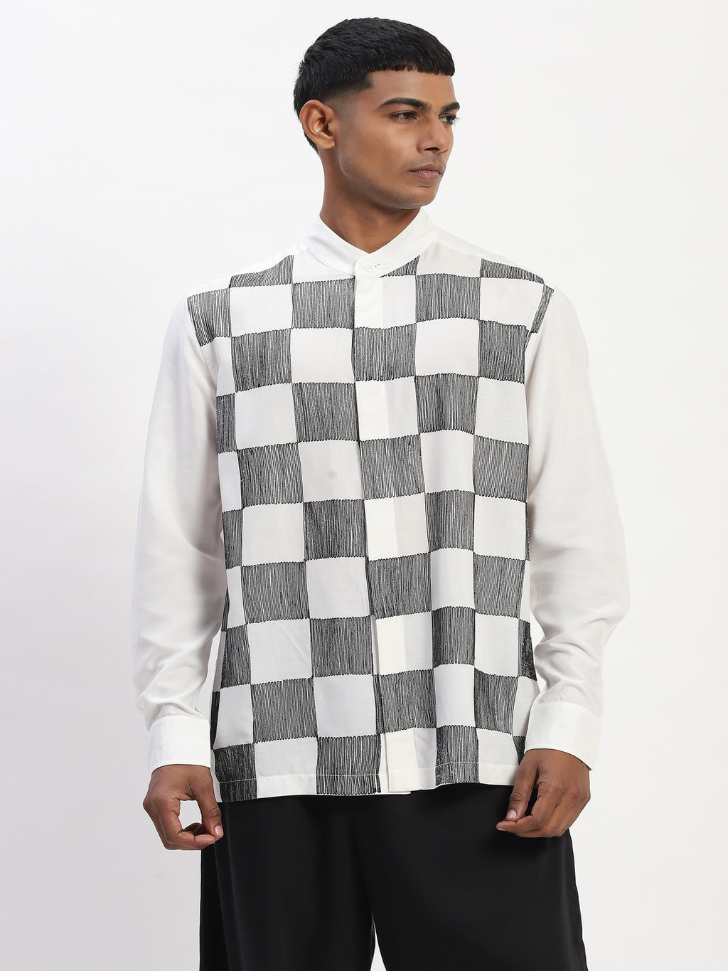 Crewel Embroidered Blocks Shirt