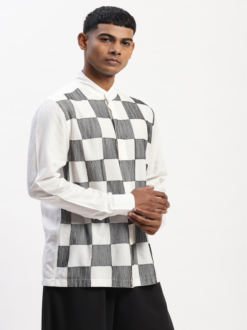 Crewel Embroidered Blocks Shirt