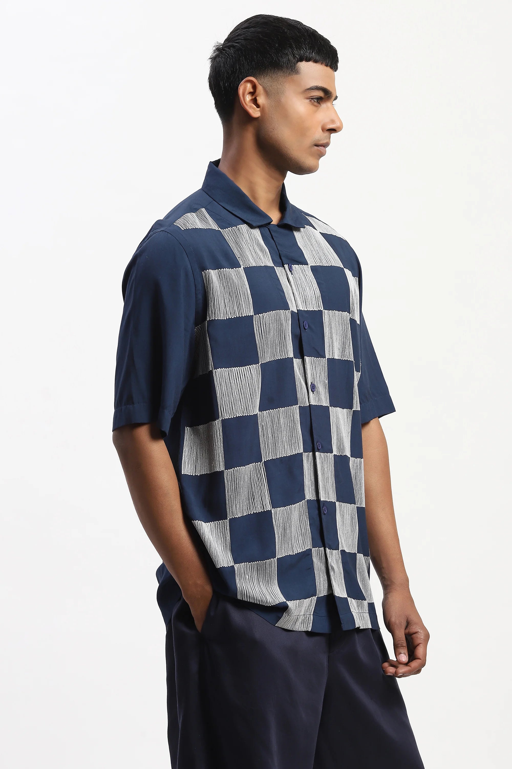 Crewel Embroidered Blocks Shirt