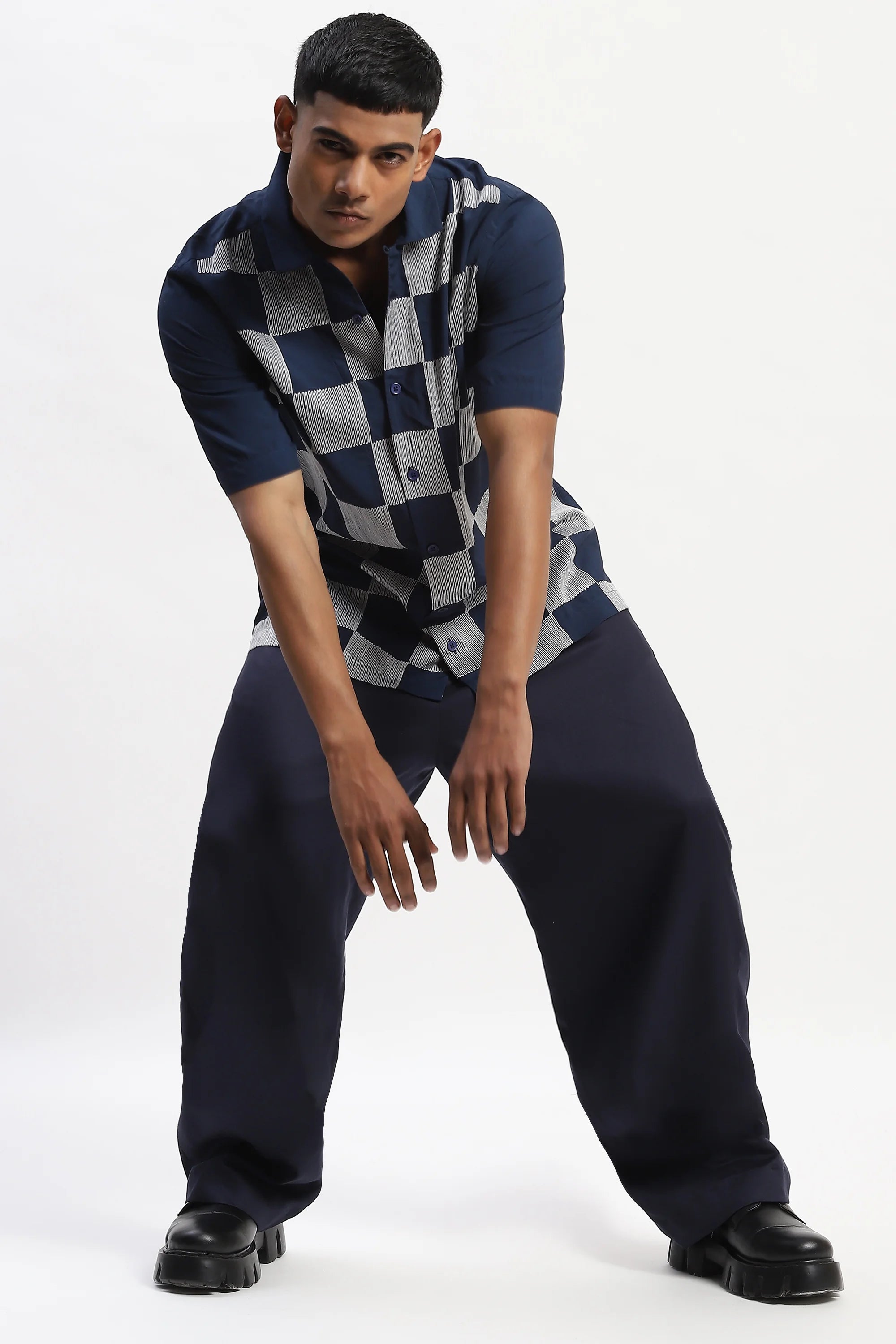 Crewel Embroidered Blocks Shirt