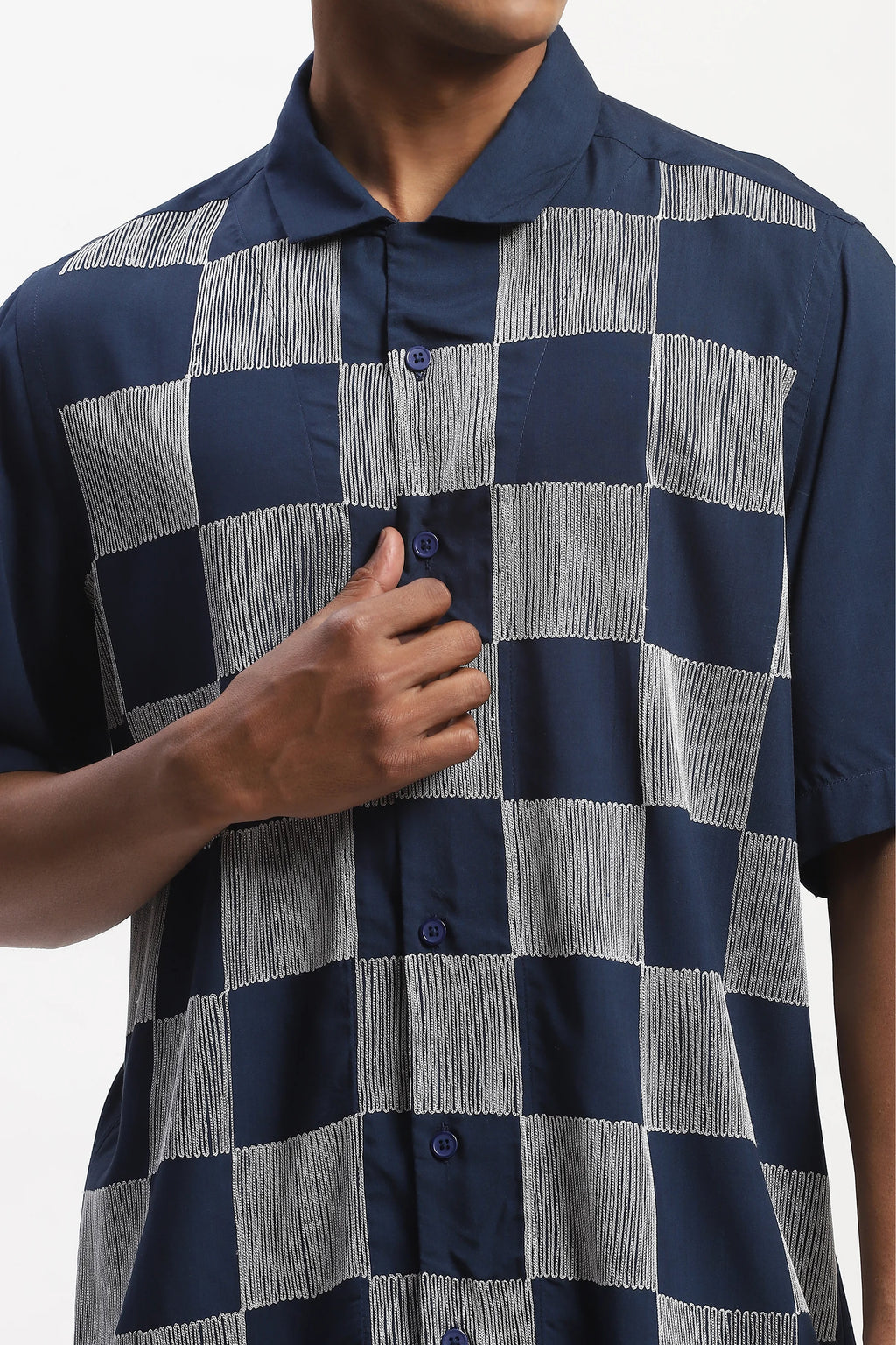 Crewel Embroidered Blocks Shirt