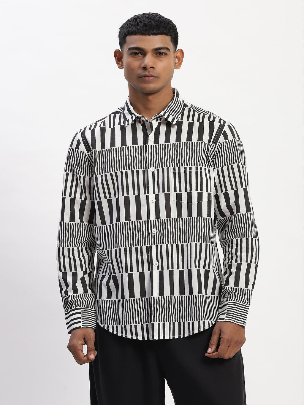 Hand Block Printed Stripes Shirt