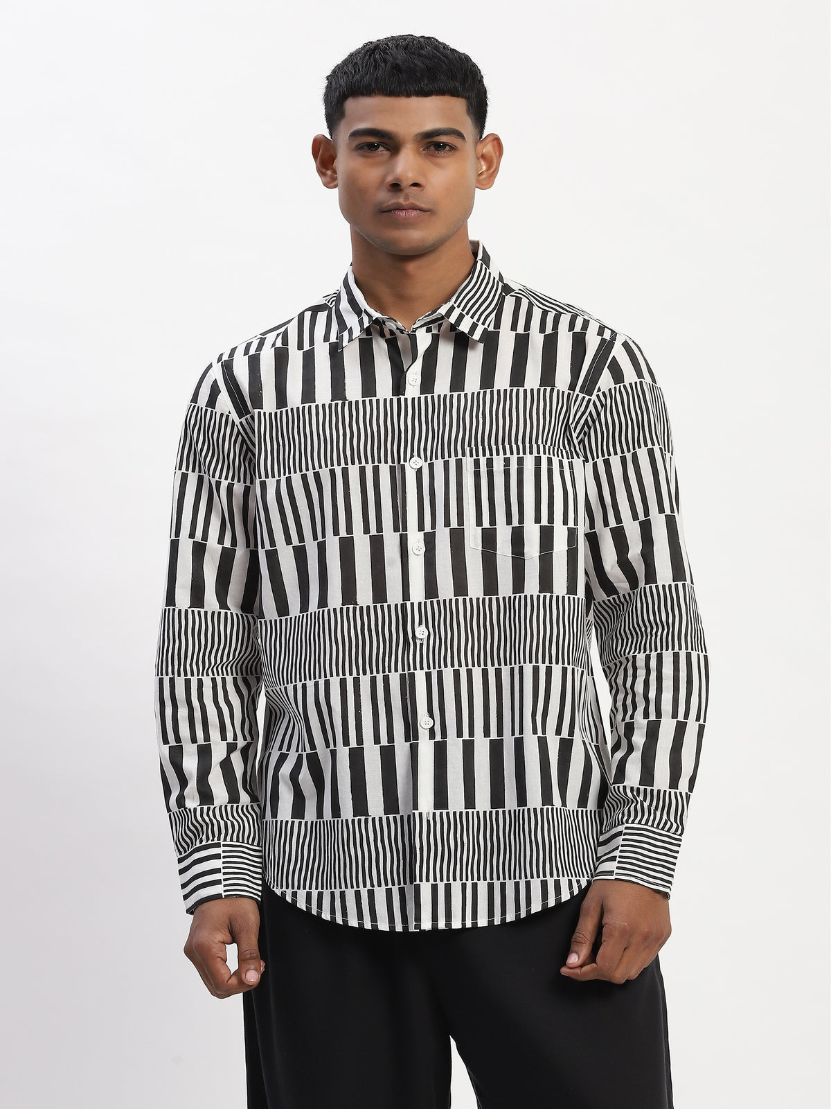 Hand Block Printed Stripes Shirt