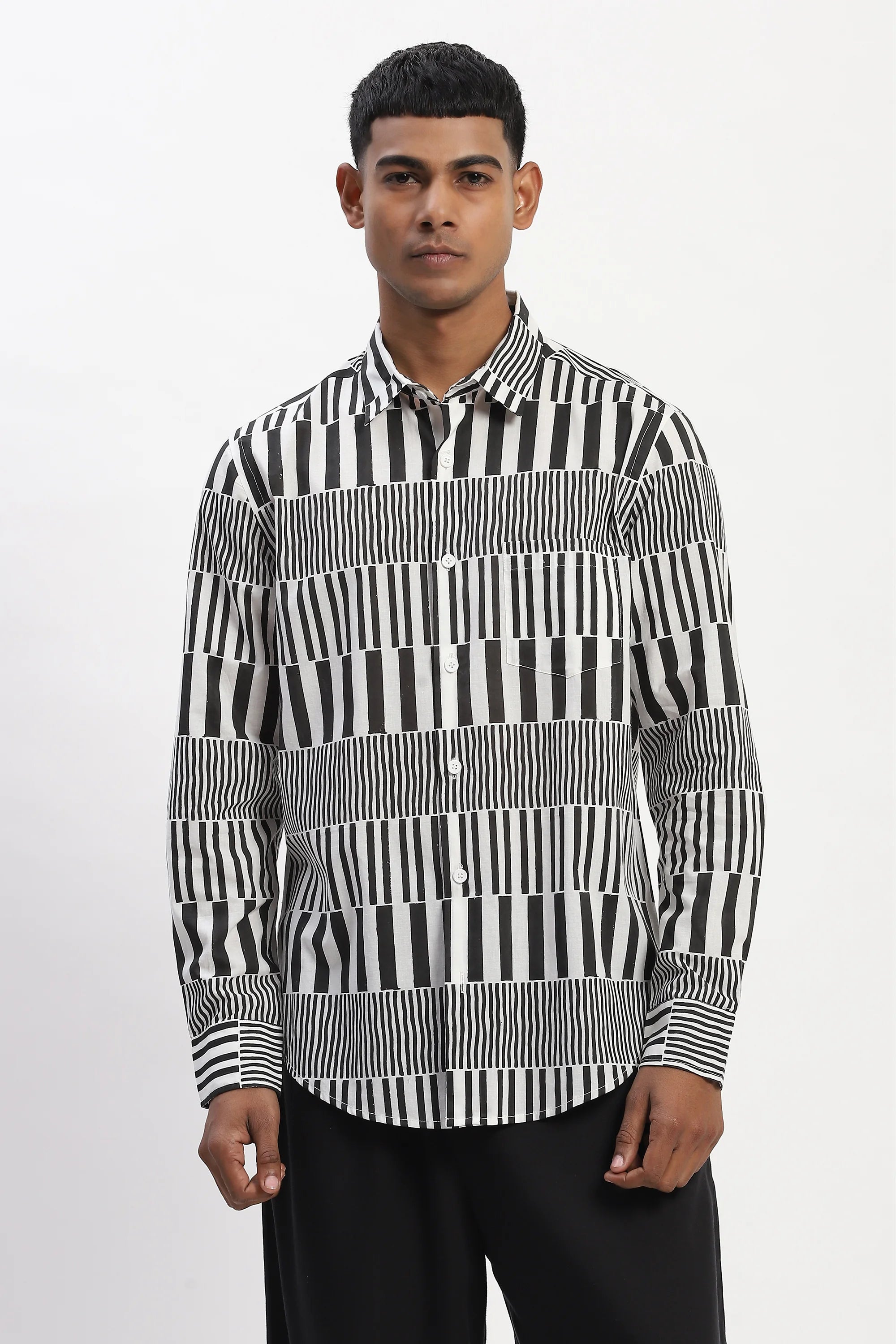 Hand Block Printed Stripes Shirt