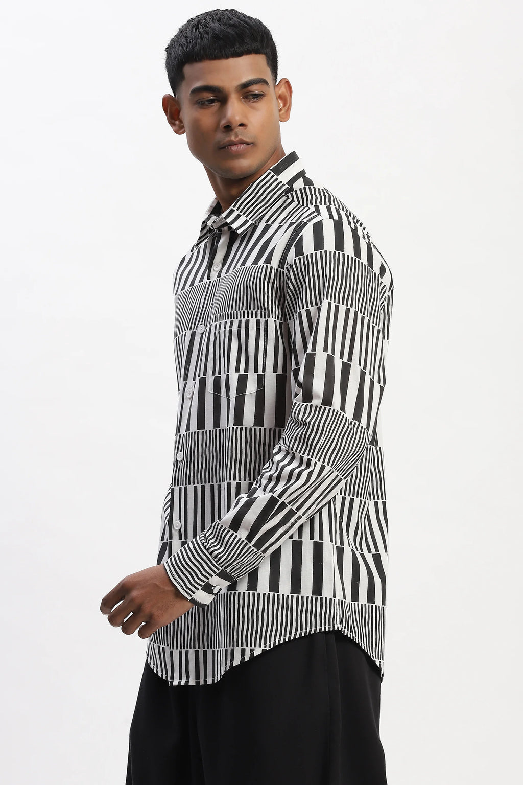 Hand Block Printed Stripes Shirt