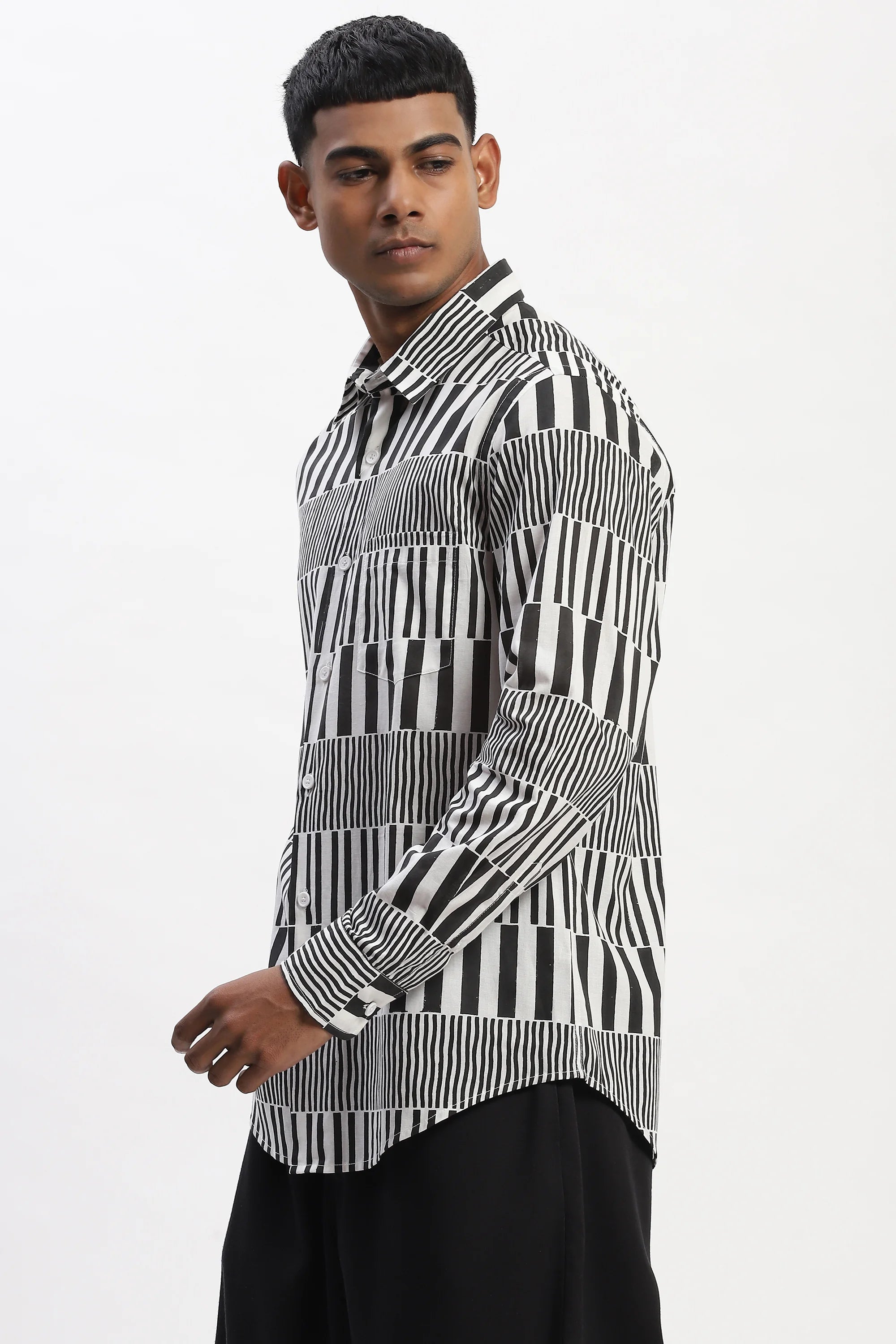 Hand Block Printed Stripes Shirt