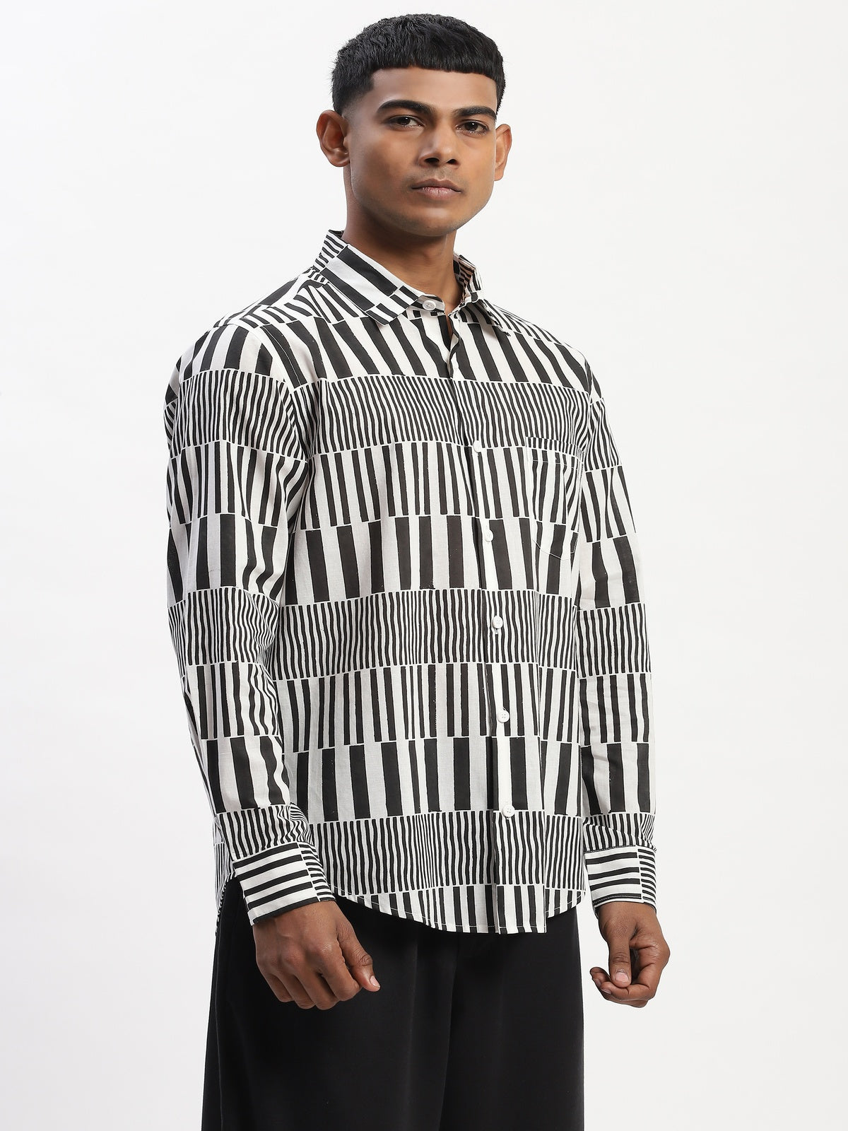 Hand Block Printed Stripes Shirt