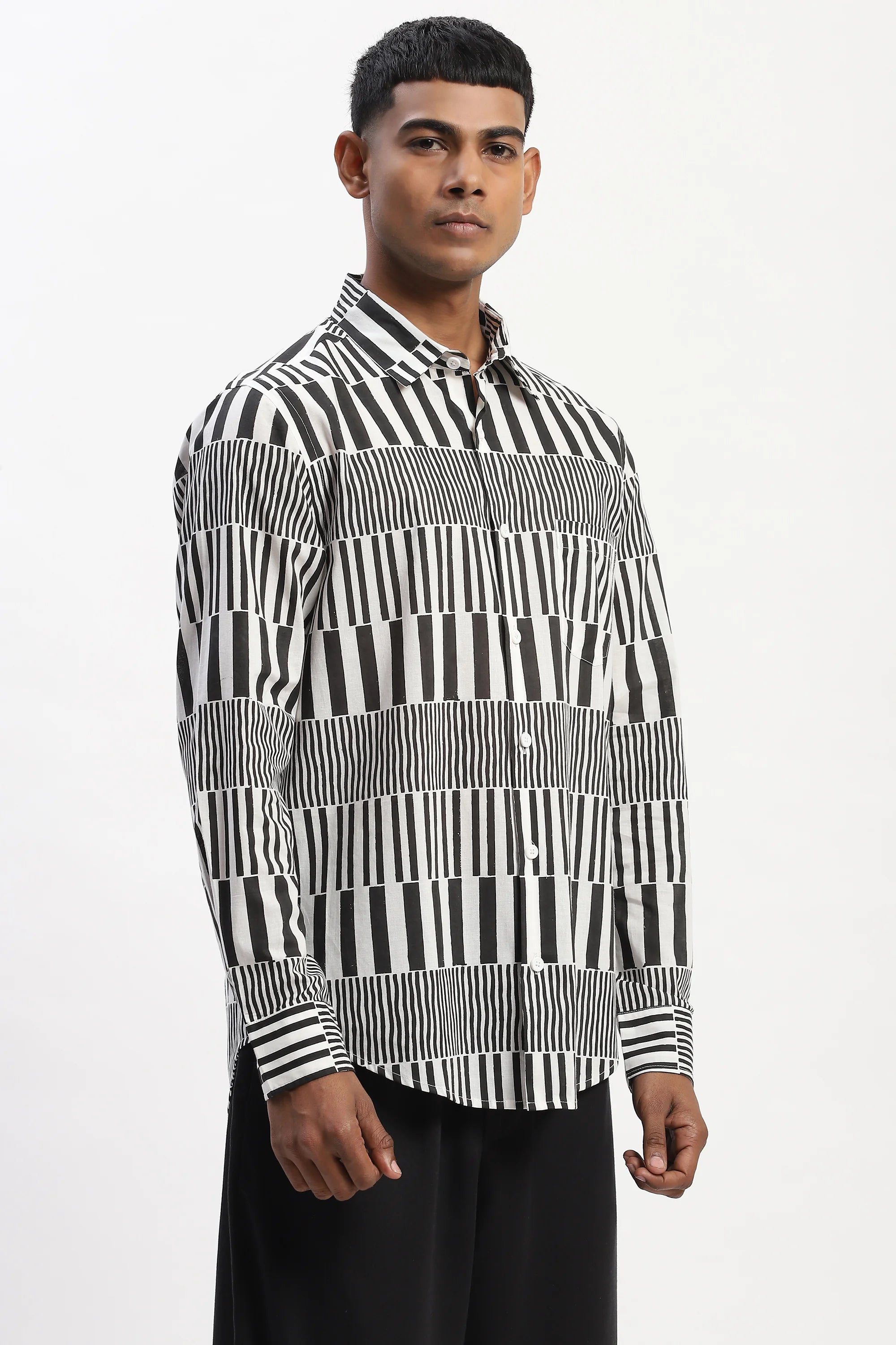 Hand Block Printed Stripes Shirt