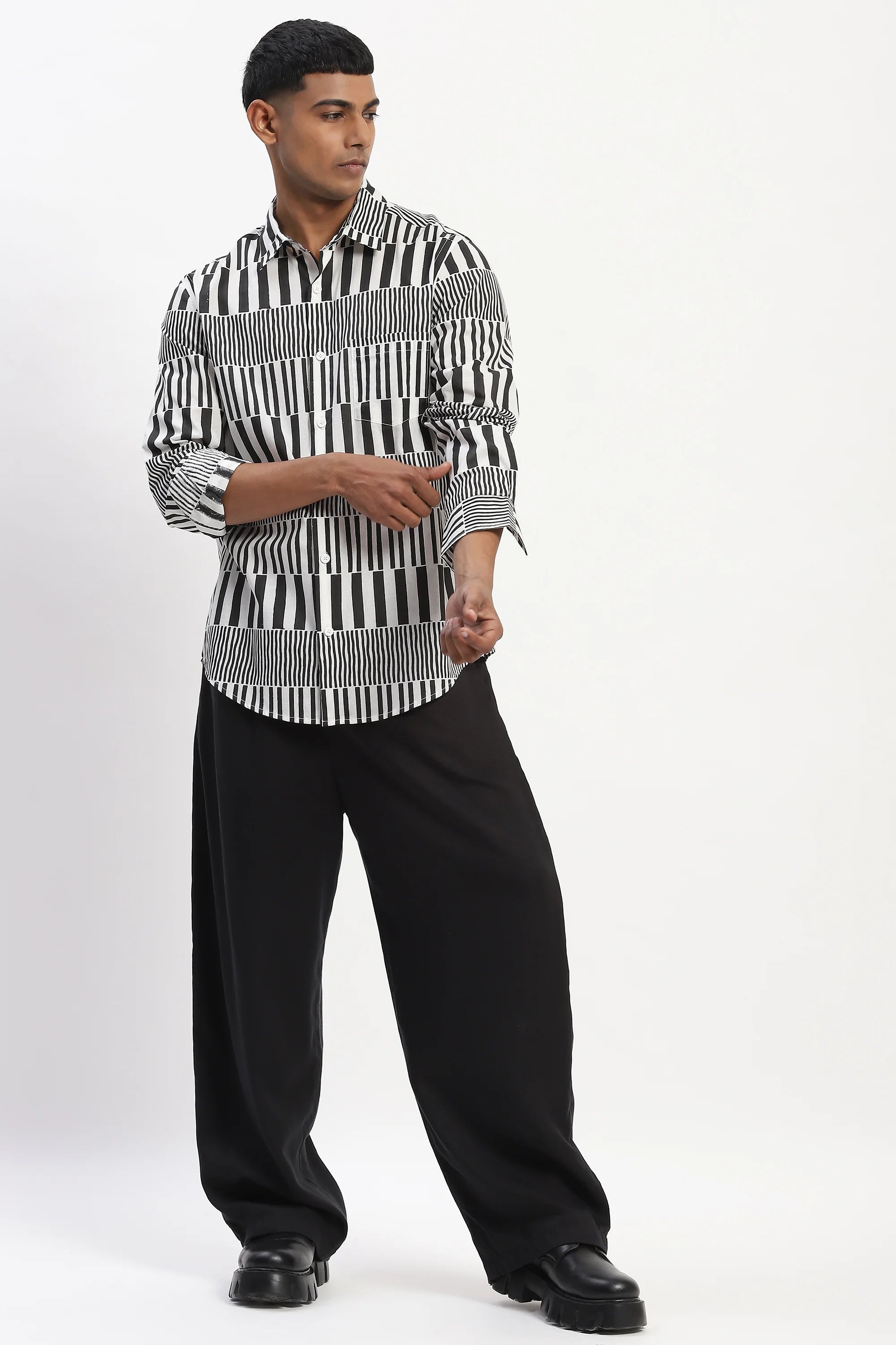 Hand Block Printed Stripes Shirt