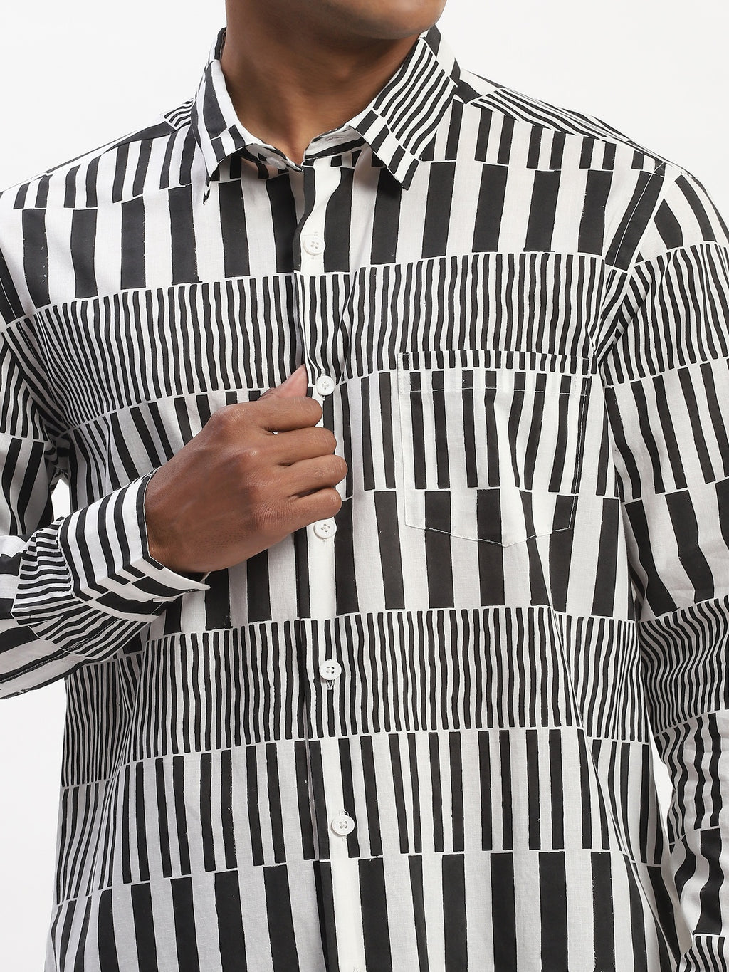 Hand Block Printed Stripes Shirt