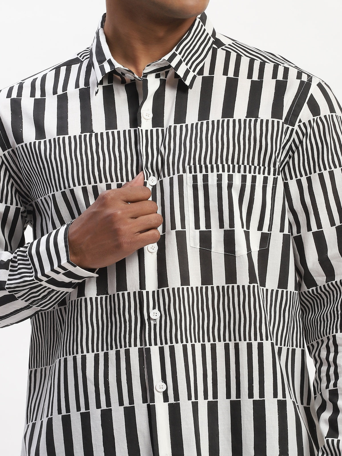 Hand Block Printed Stripes Shirt