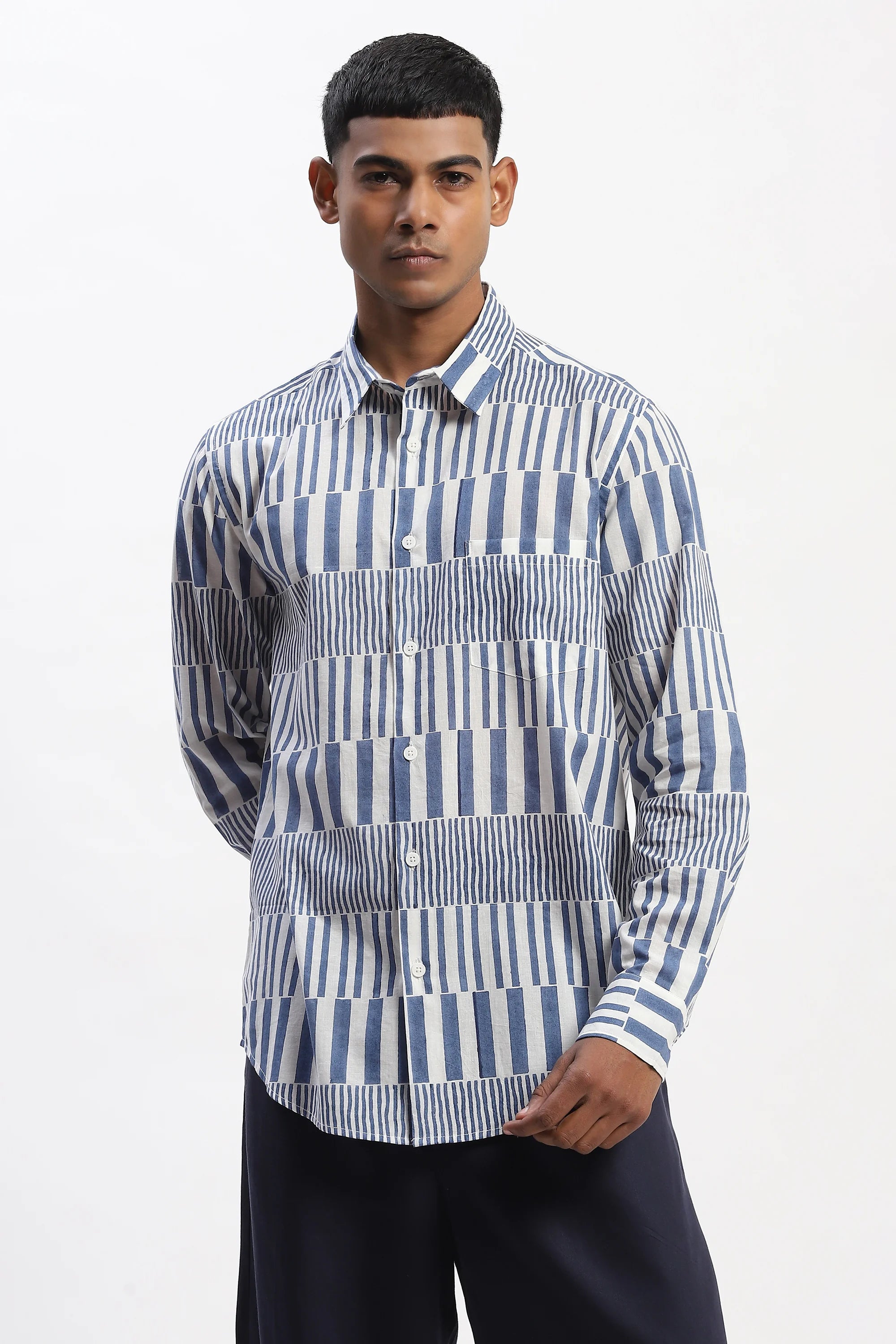 Hand Block Printed Stripes Shirt