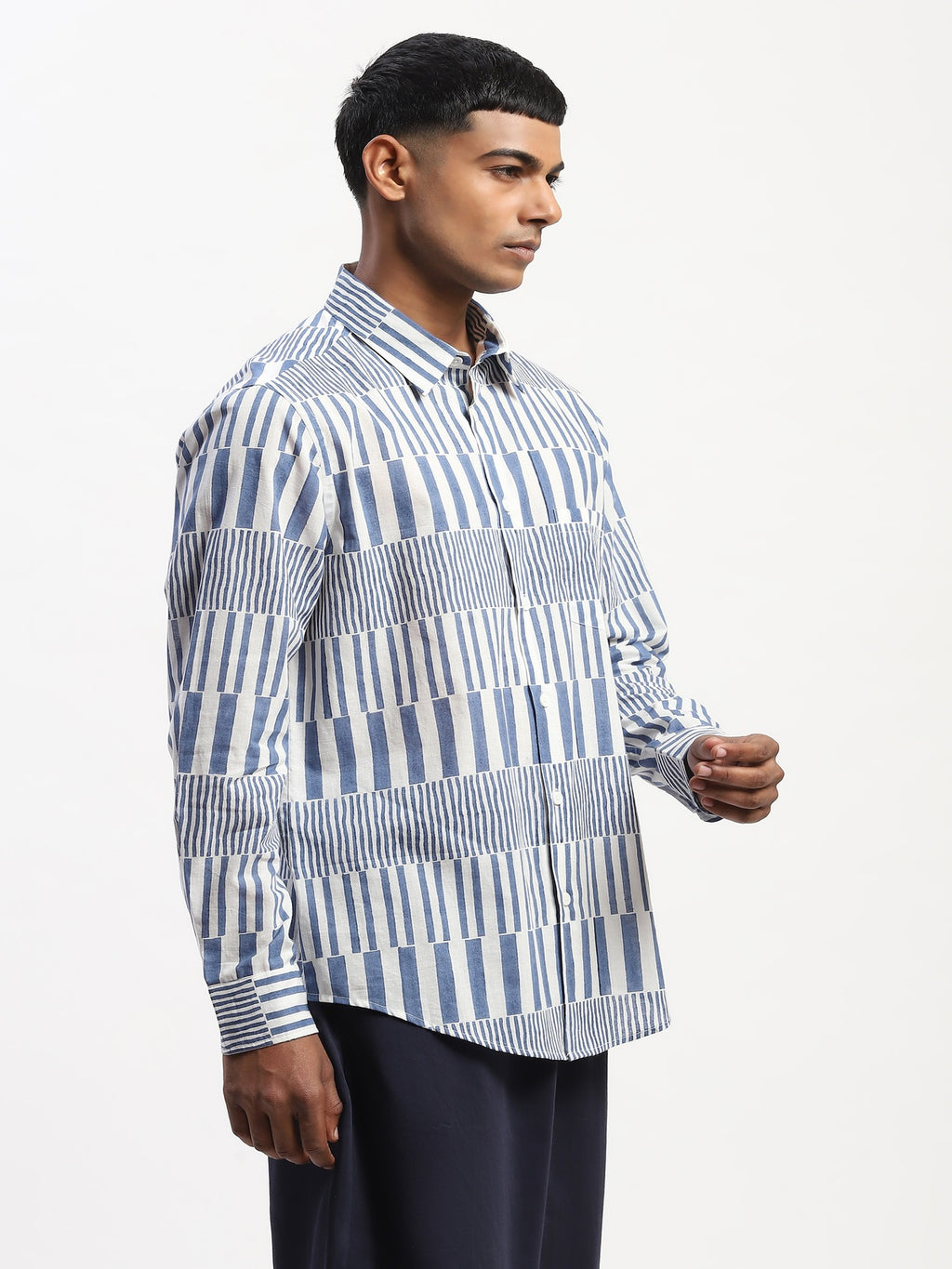 Hand Block Printed Stripes Shirt