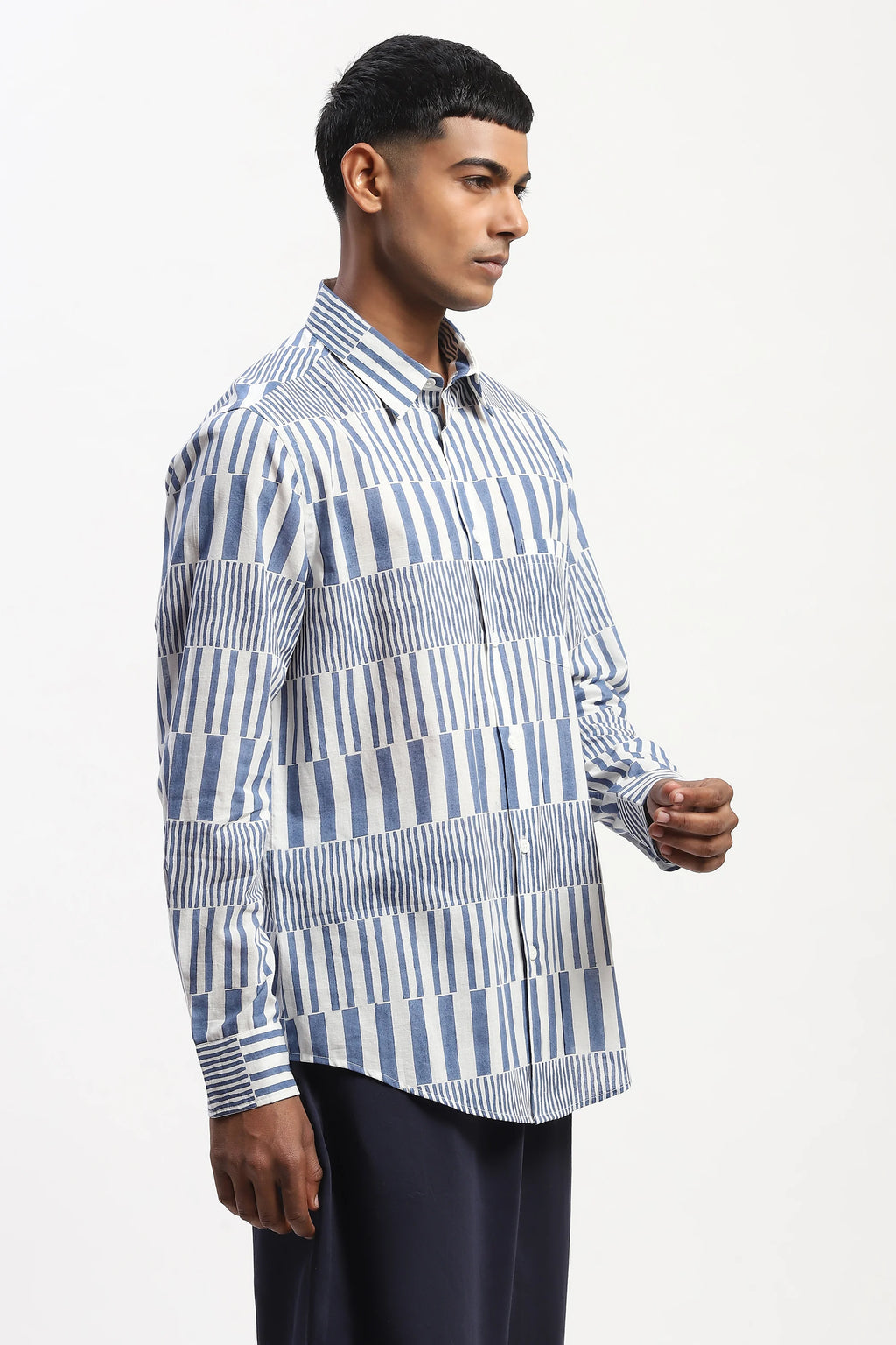 Hand Block Printed Stripes Shirt