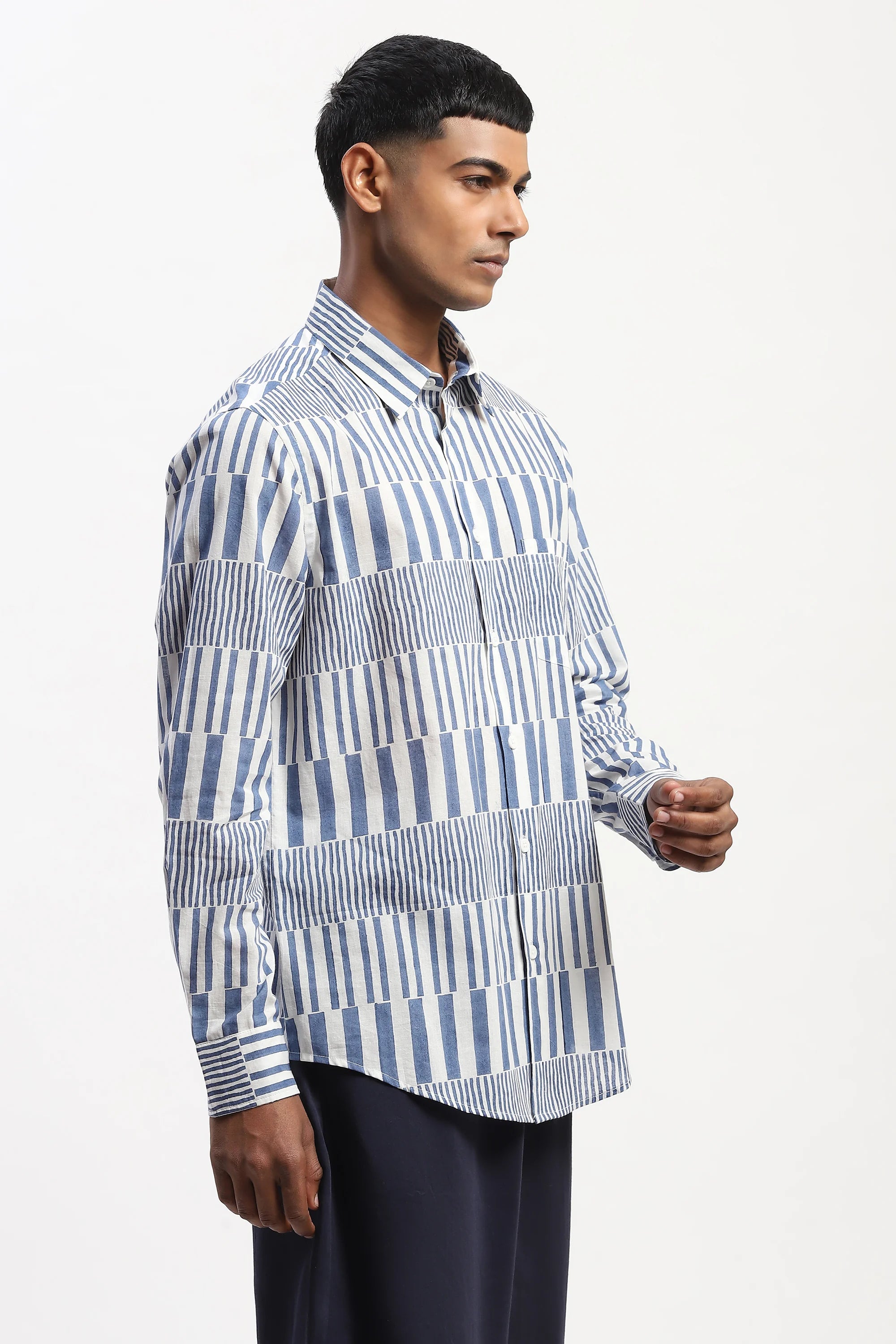 Hand Block Printed Stripes Shirt