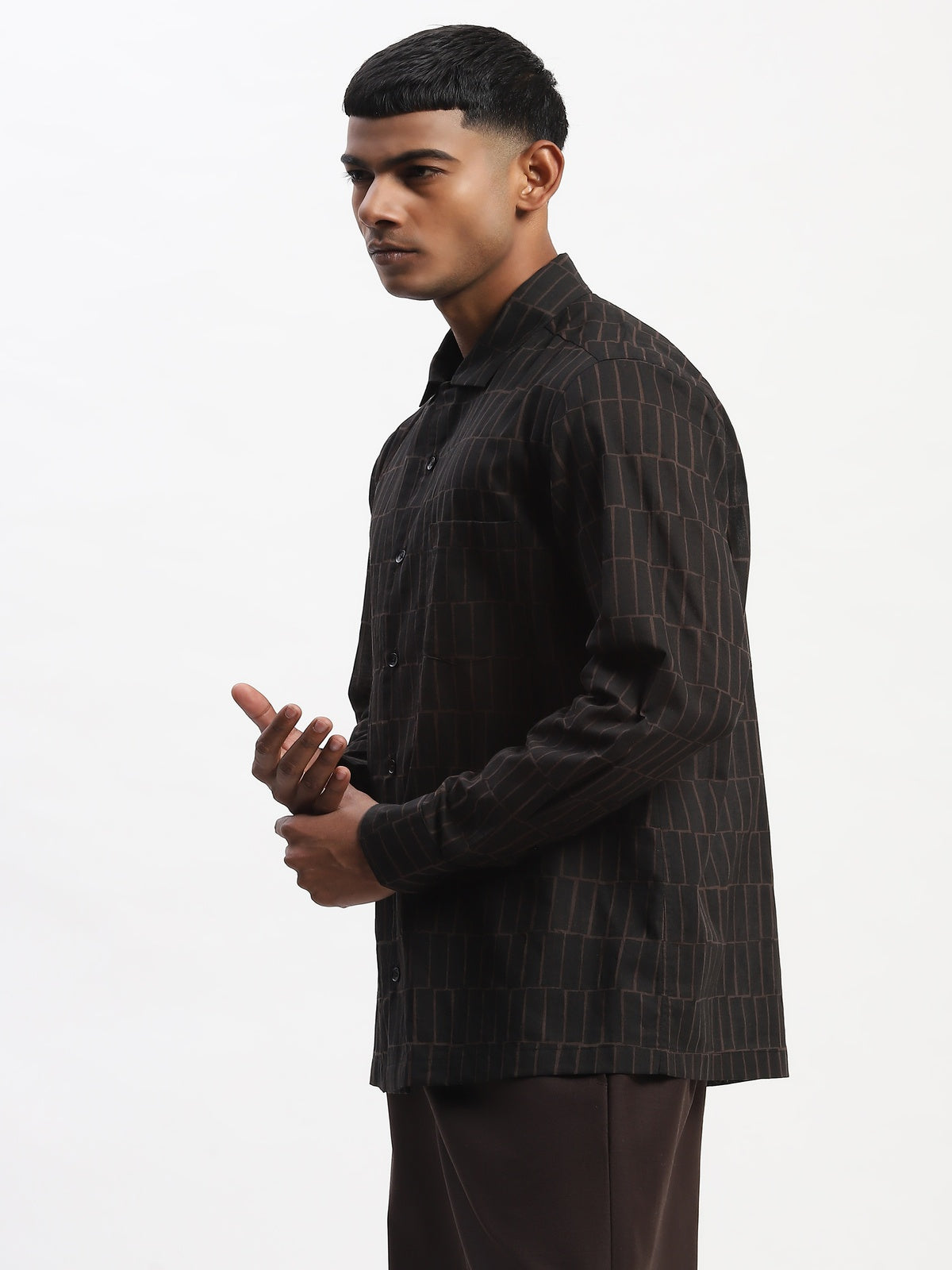 Hand Block Printed Grid Shirt