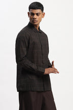 Hand Block Printed Grid Shirt