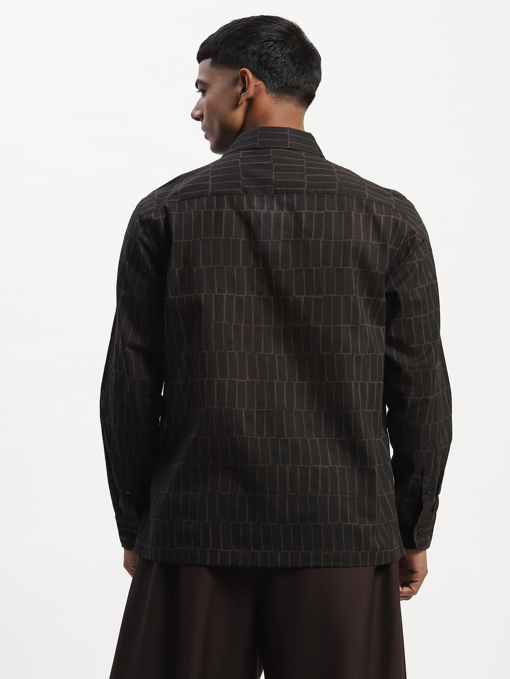 Hand Block Printed Grid Shirt