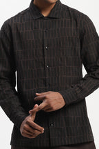 Hand Block Printed Grid Shirt