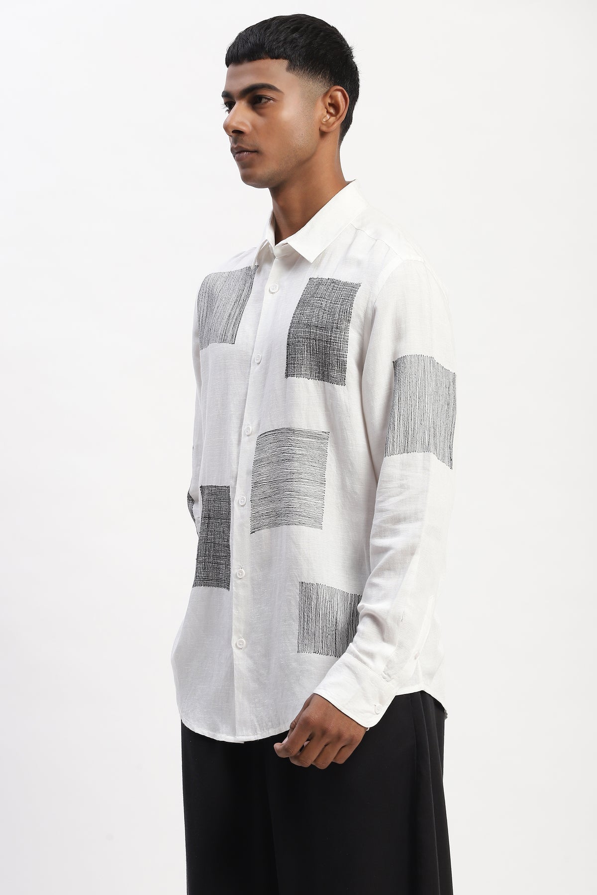 Embroidered Scribble Blocks Shirt