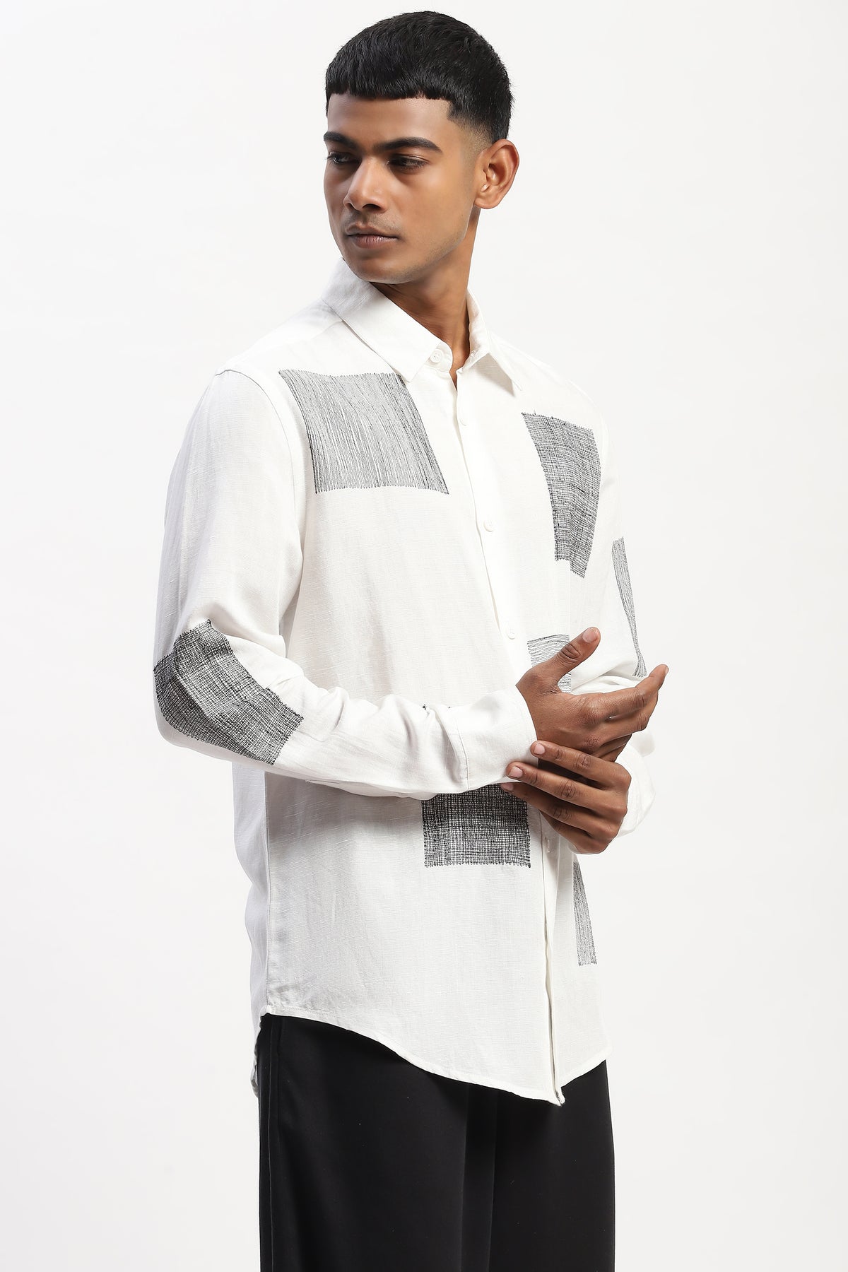 Embroidered Scribble Blocks Shirt