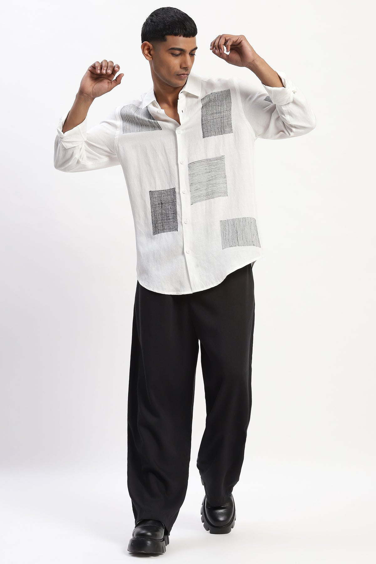 Embroidered Scribble Blocks Shirt