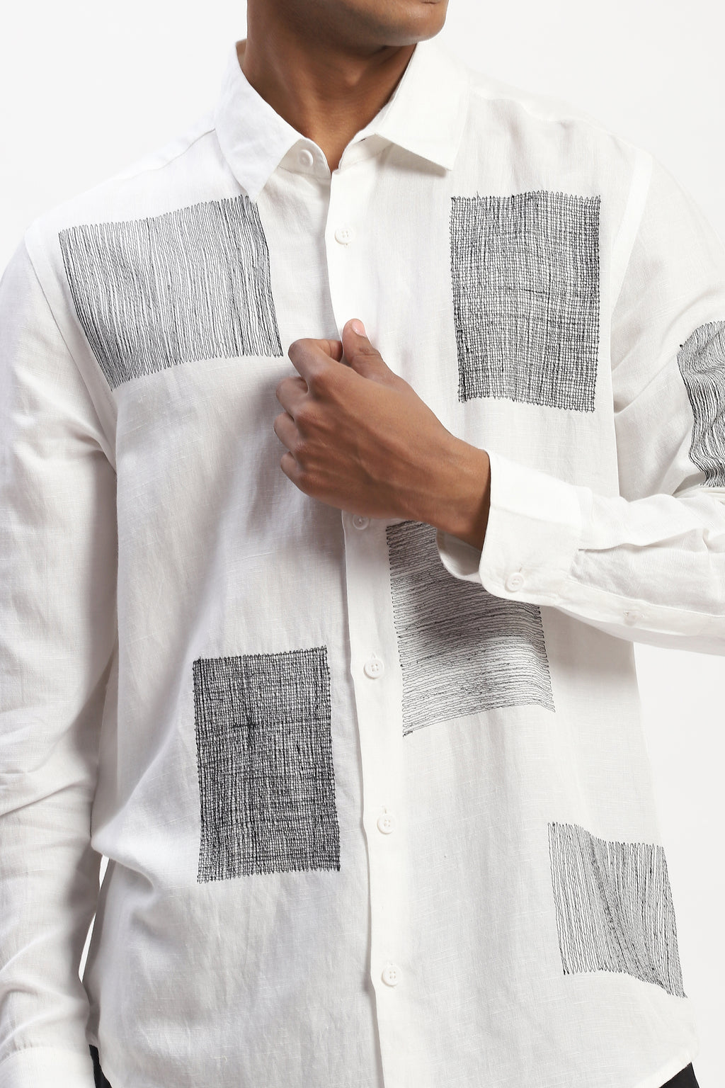 Embroidered Scribble Blocks Shirt
