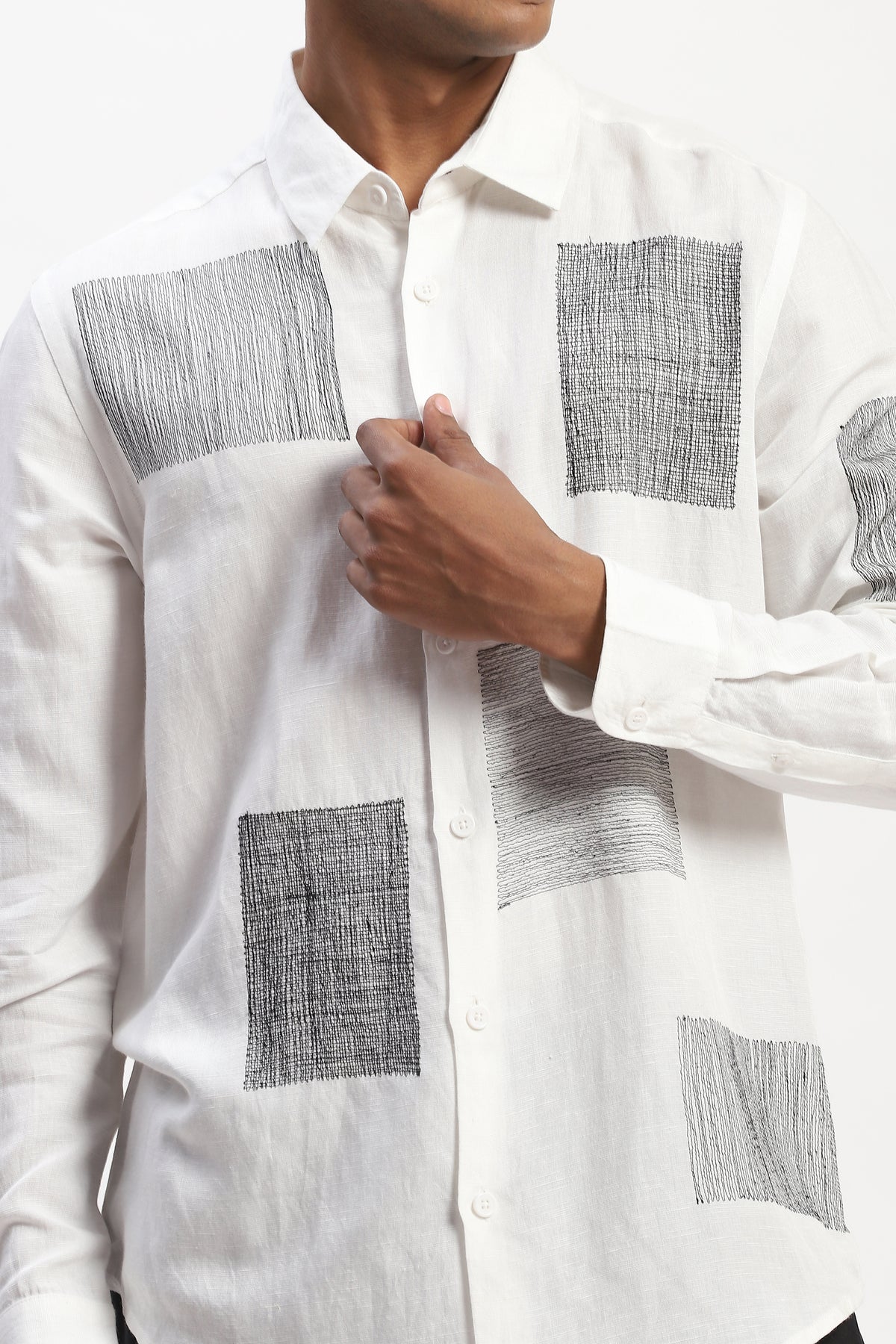 Embroidered Scribble Blocks Shirt