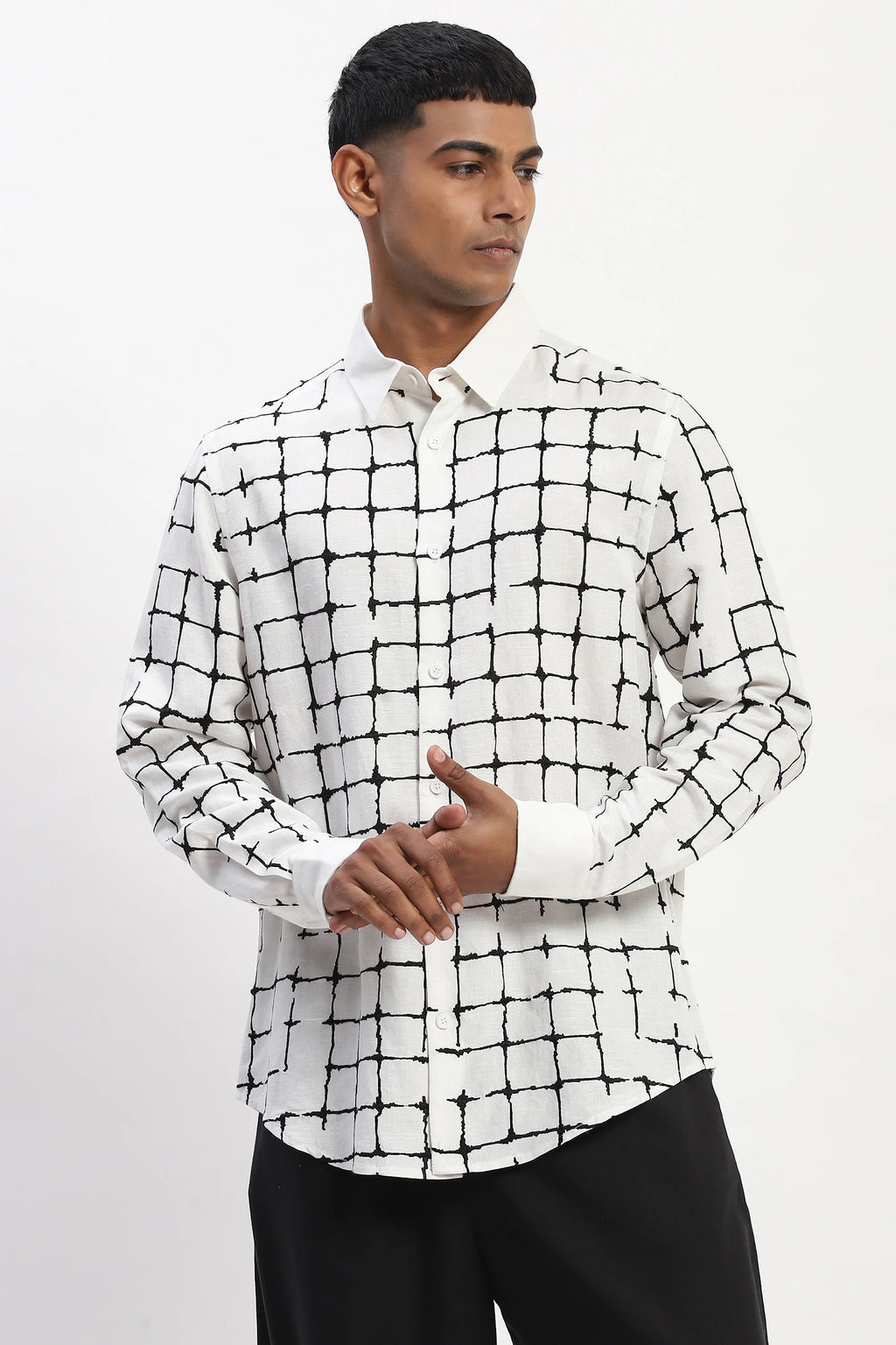 Embroidered Grid Shirt